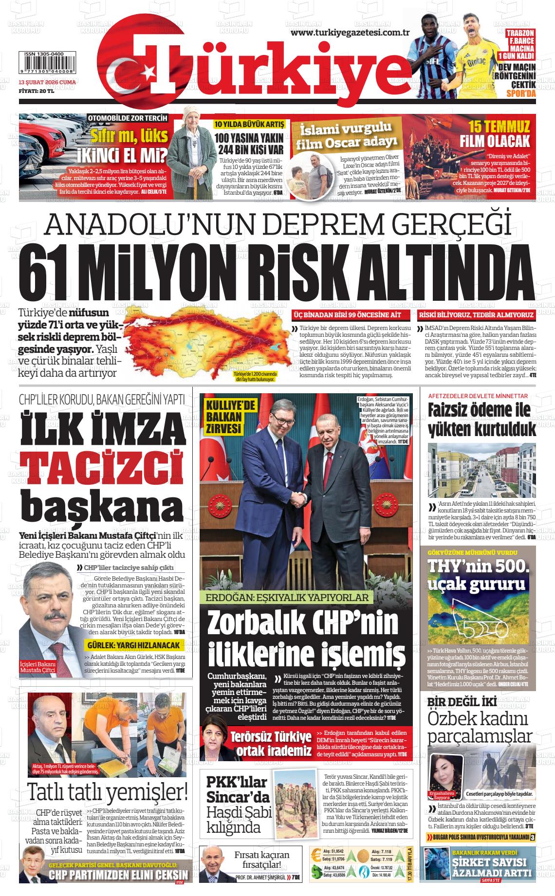 Türkiye Gazetesi 13.02.2026