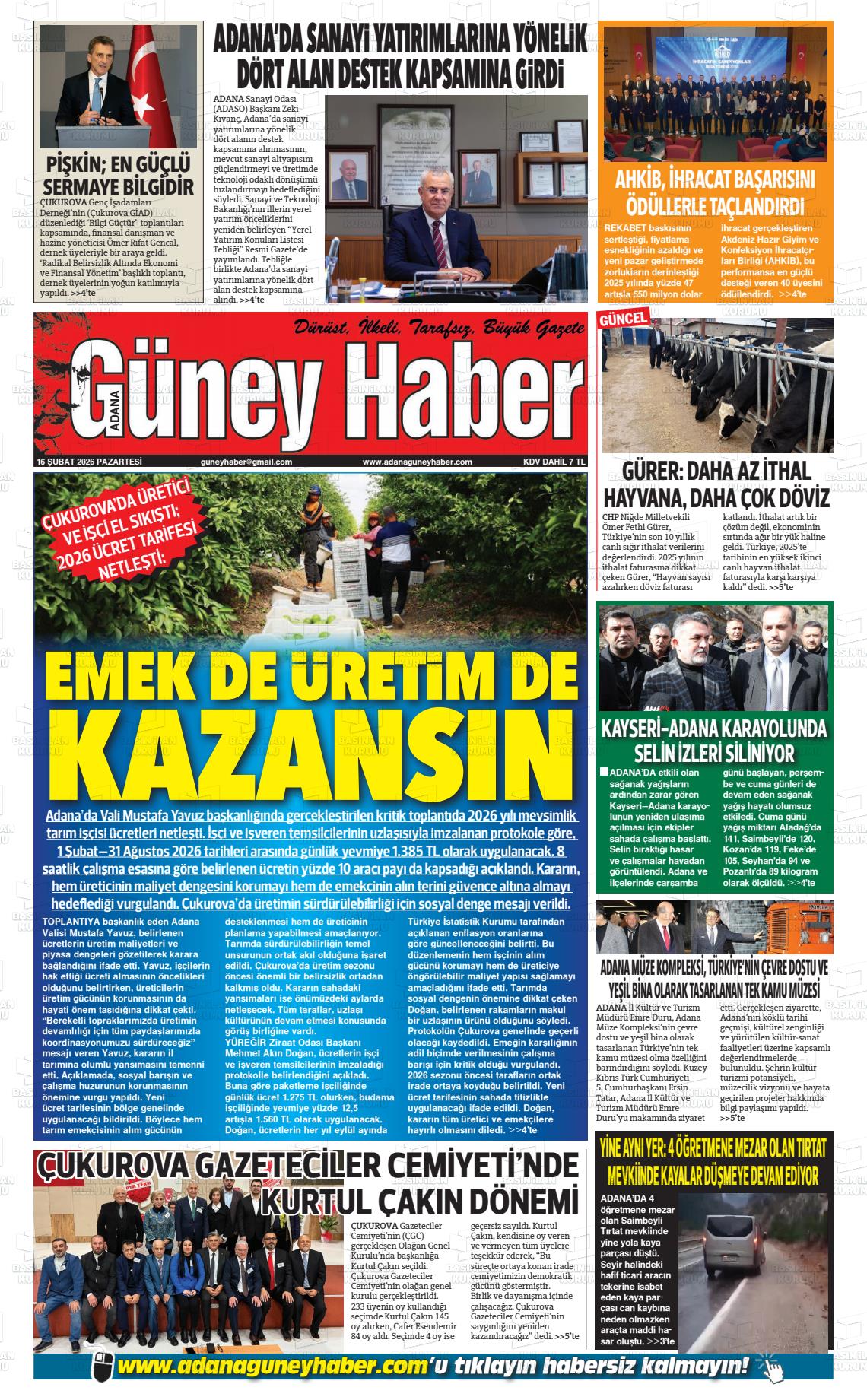 Adana Guneyhaber 16.02.2026