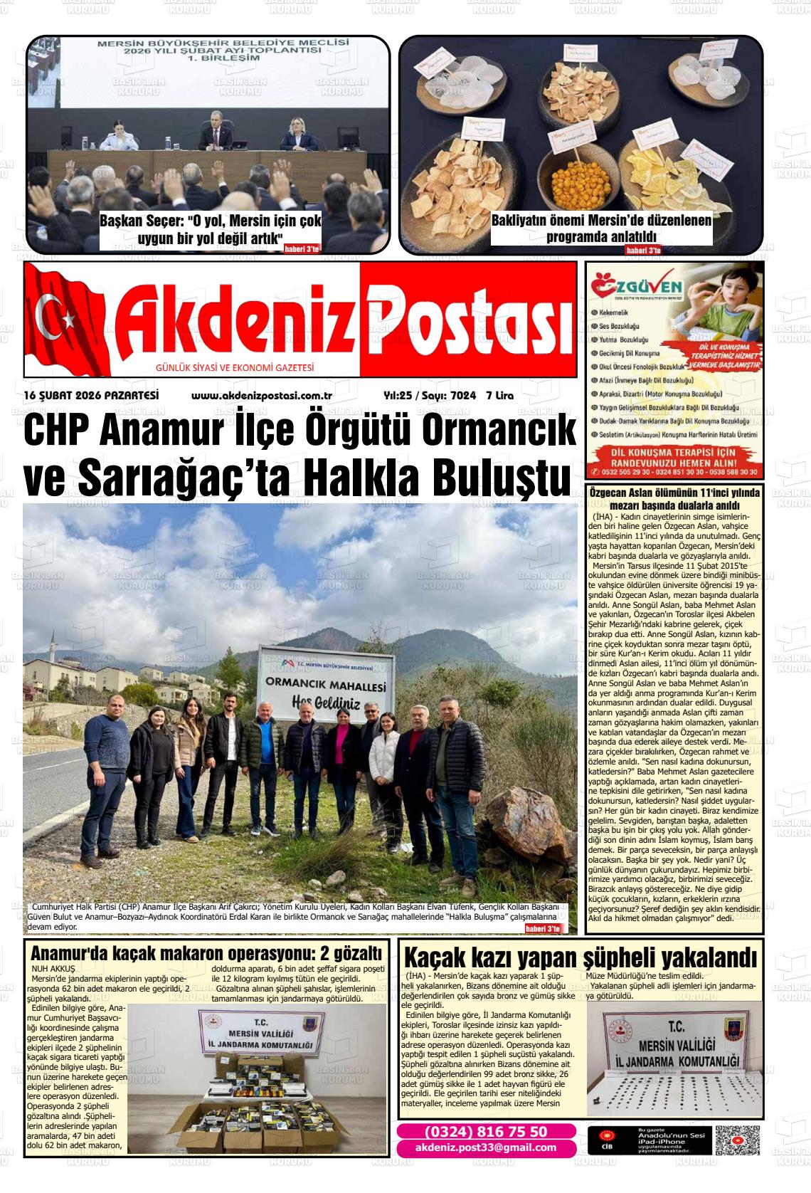 Mersin Akdenizpostasi 16.02.2026