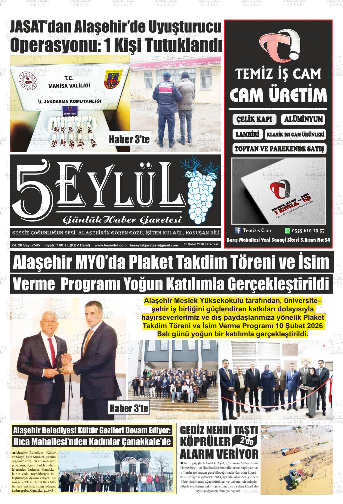 Manisa Alasehir 5 Eylul 16.02.2026