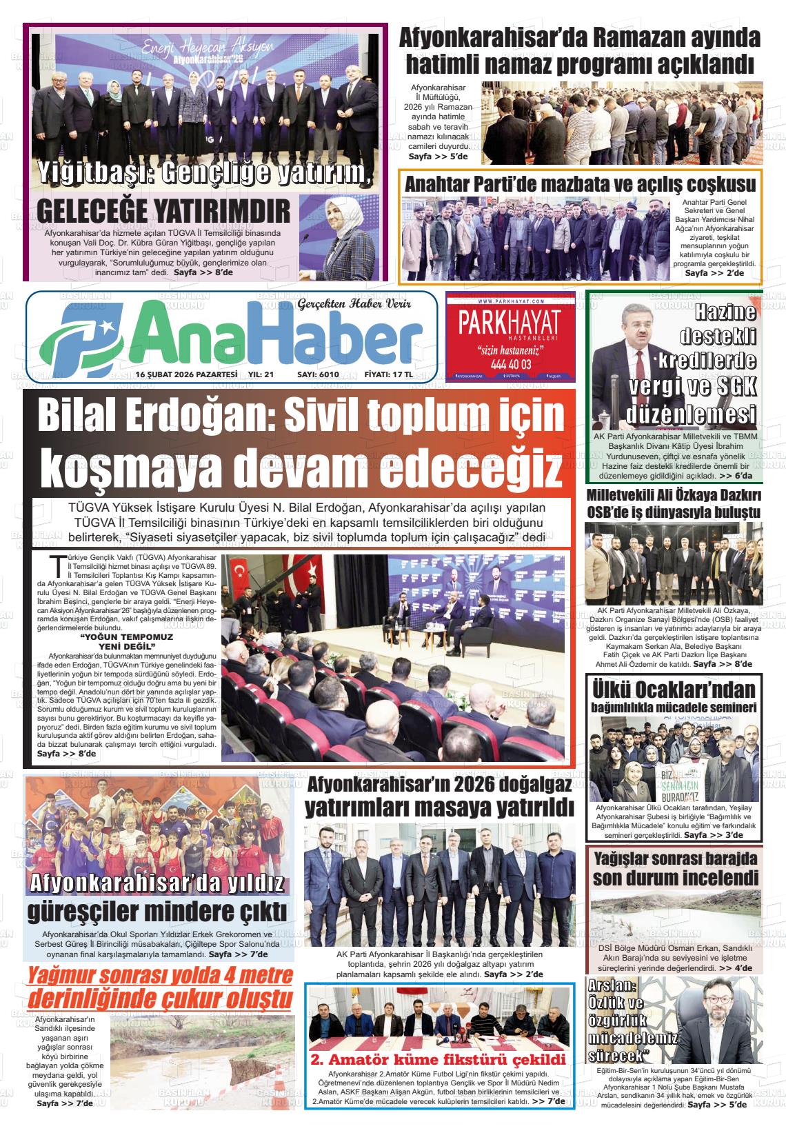 Afyonkarahisar Anahaber 16.02.2026