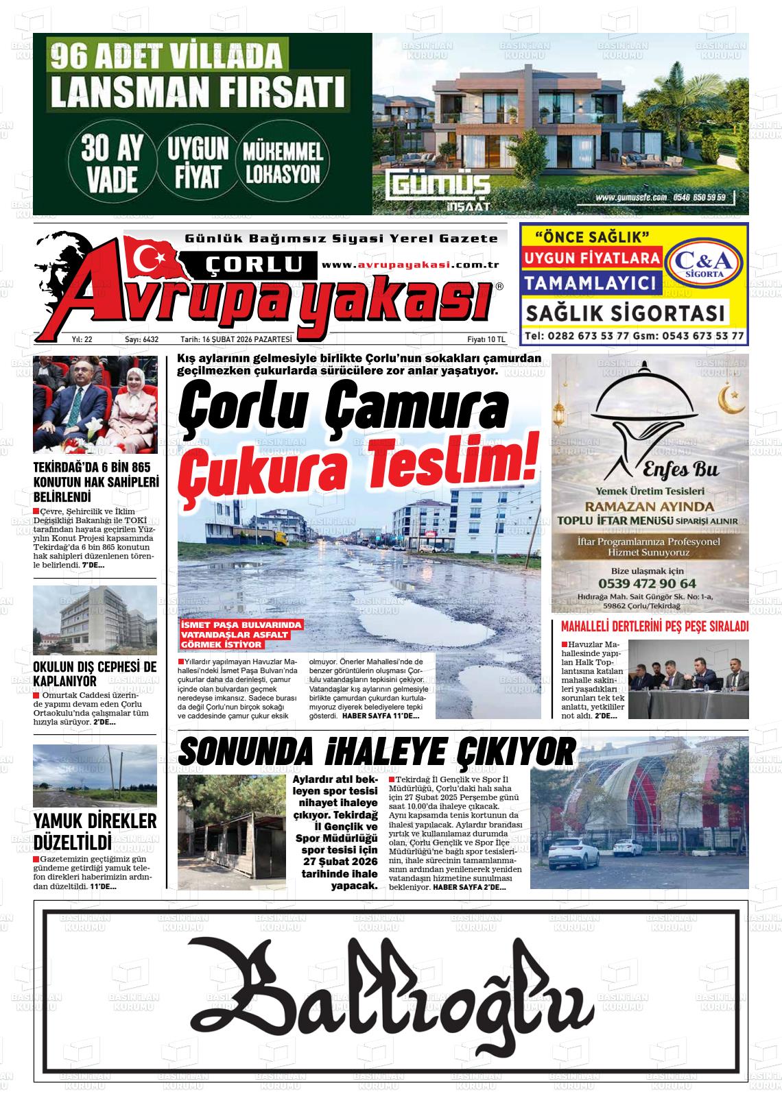Tekirdag Avrupayakasi 16.02.2026
