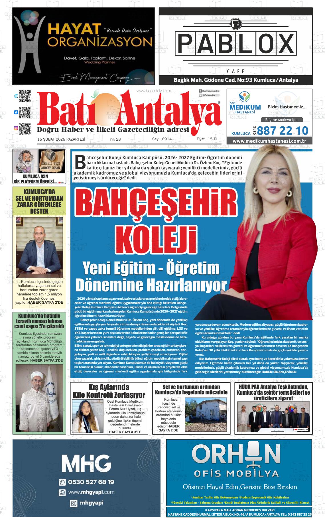 Antalya Bati 16.02.2026
