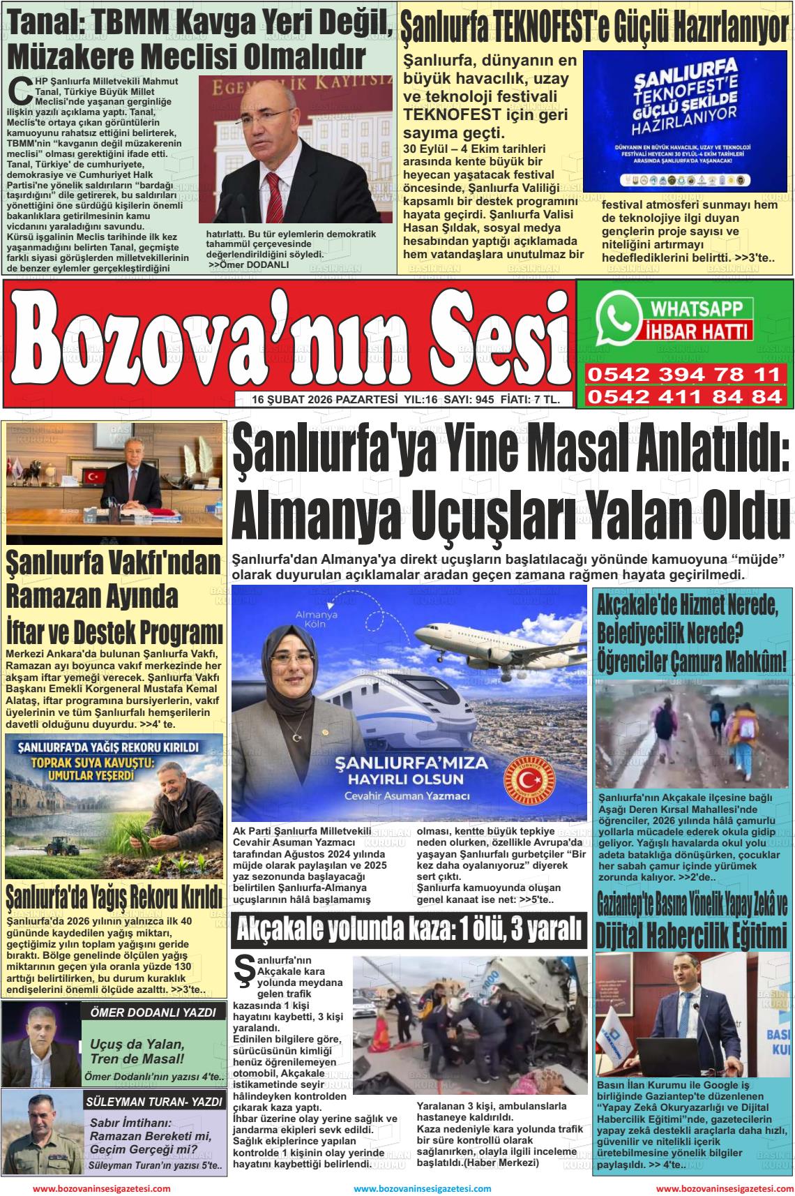 Sanliurfa Bozovaninsesi 16.02.2026