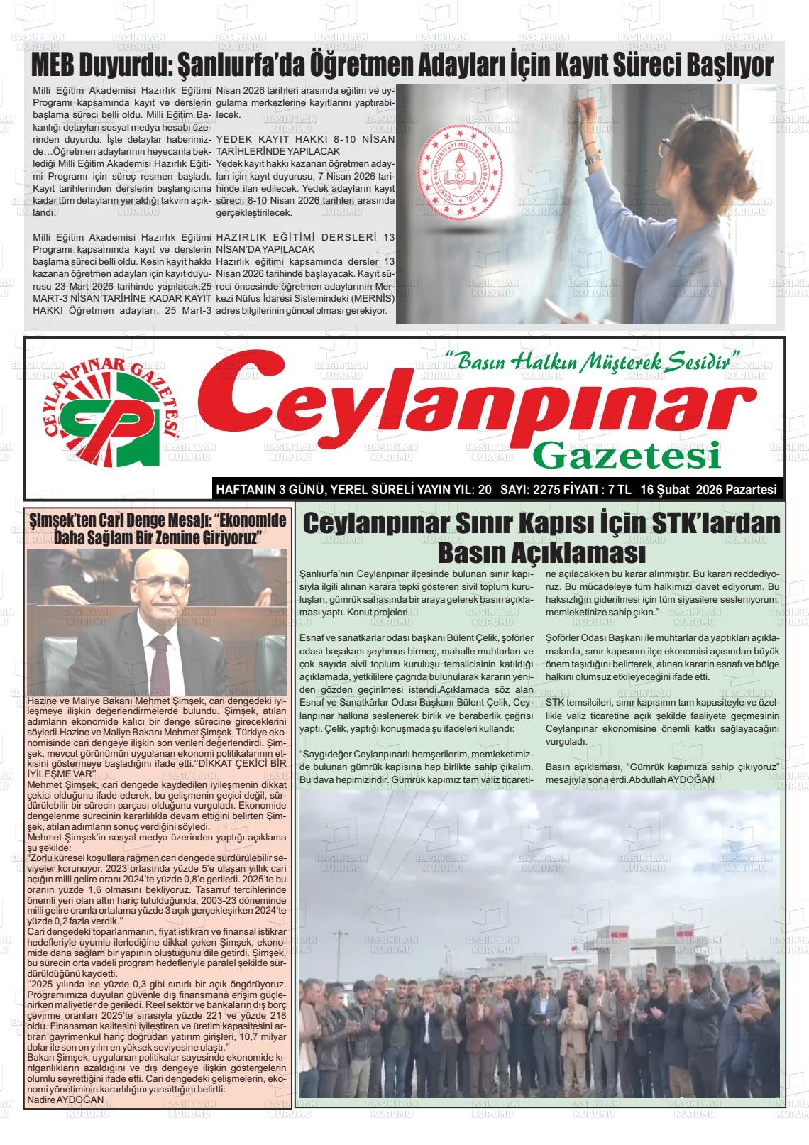 Sanliurfa Ceylanpinar 16.02.2026