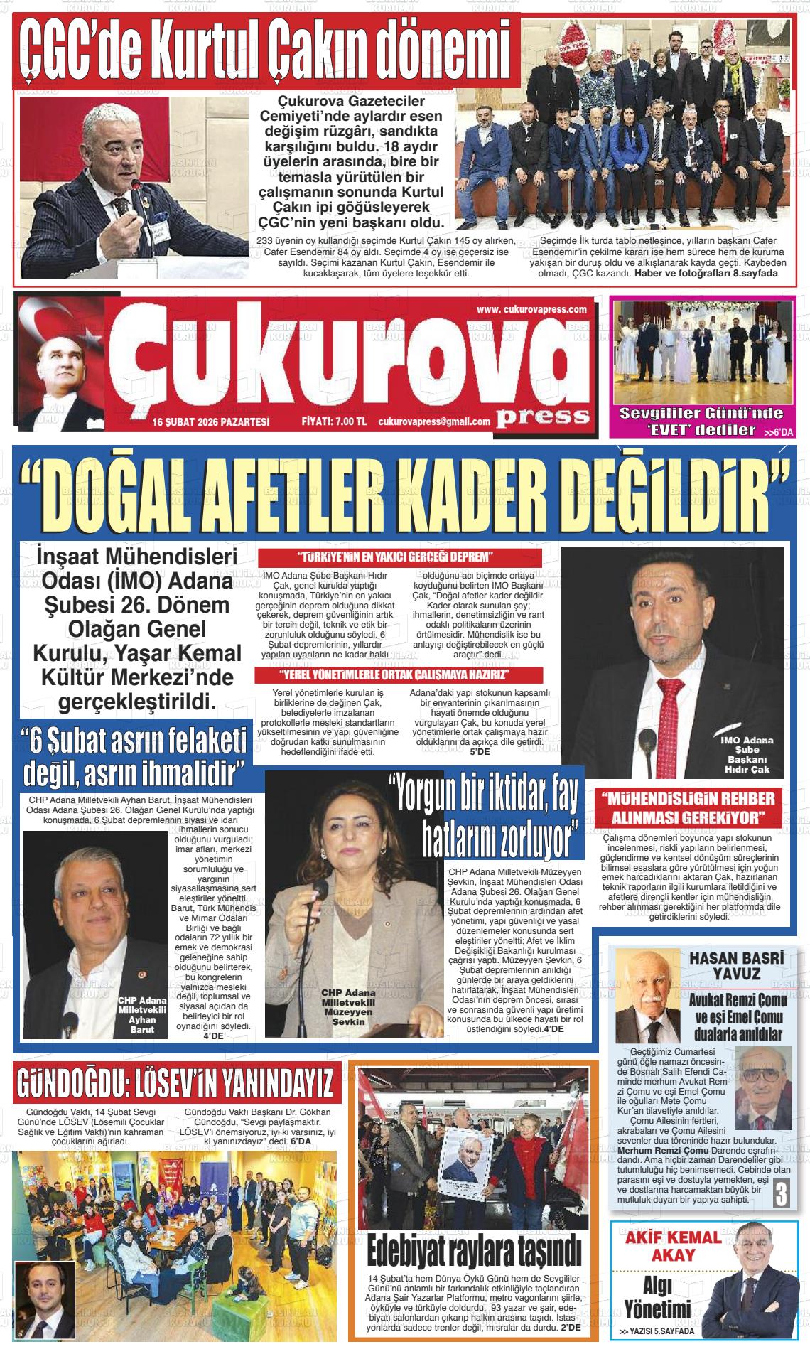 Adana Cukurovapress 16.02.2026