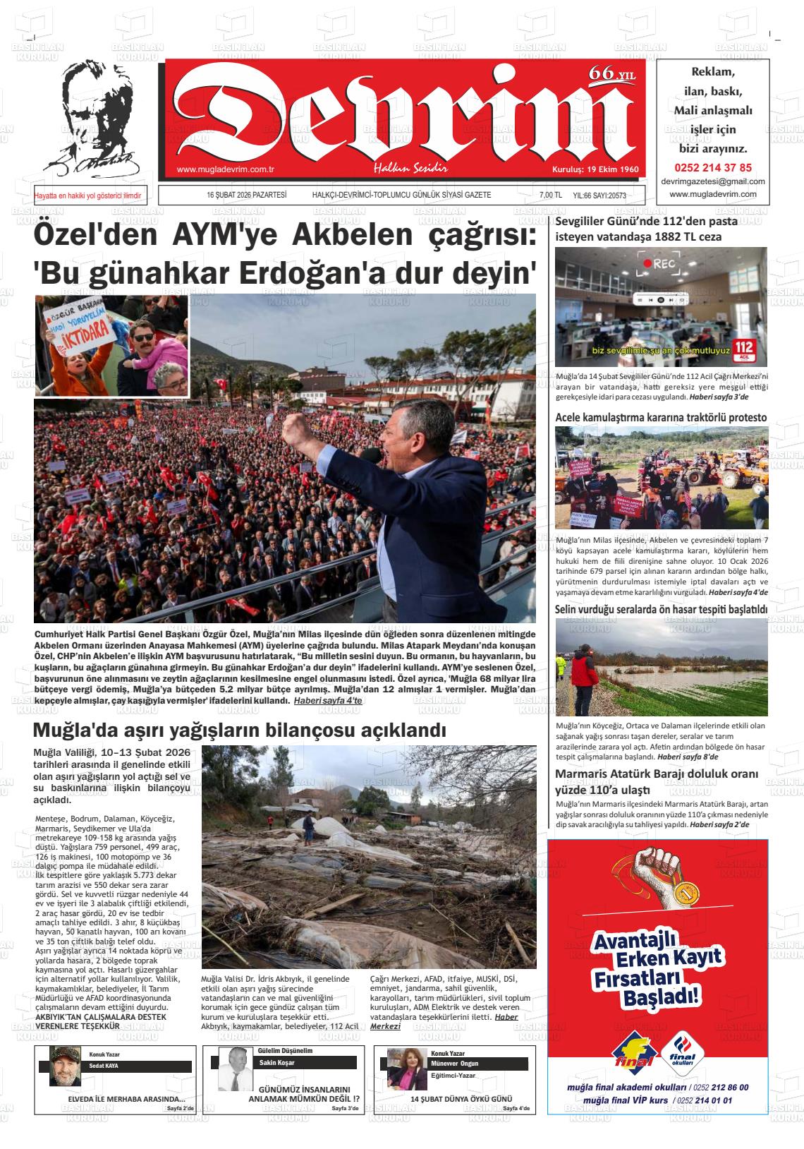 Tekirdag Devrim 16.02.2026