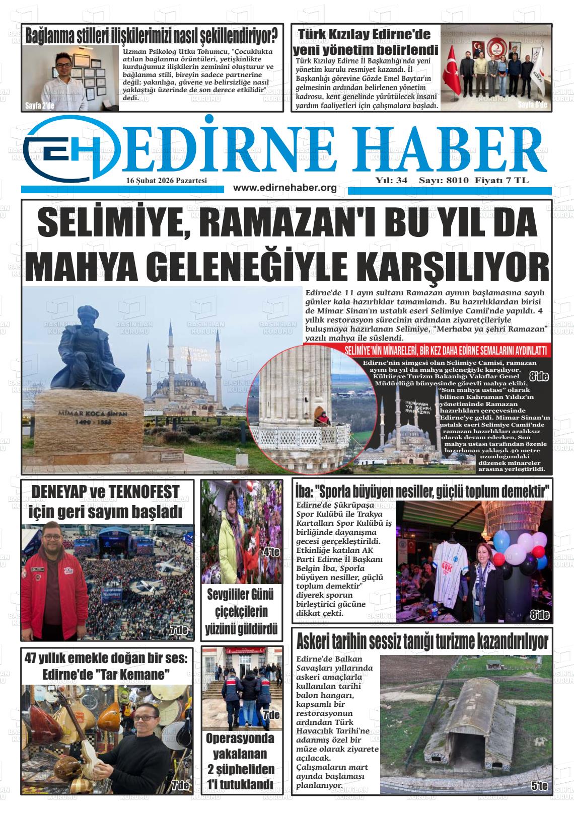 Edirne Haber 16.02.2026