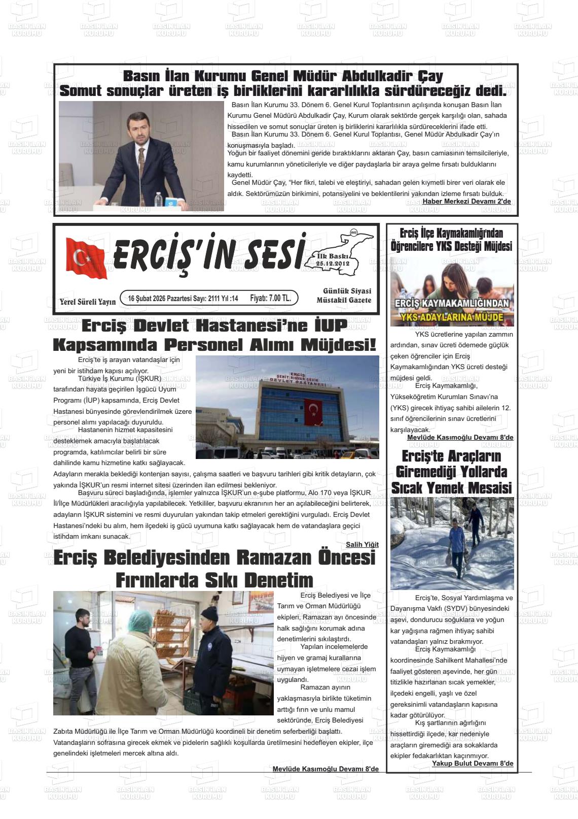 Van Ercisinsesi 16.02.2026