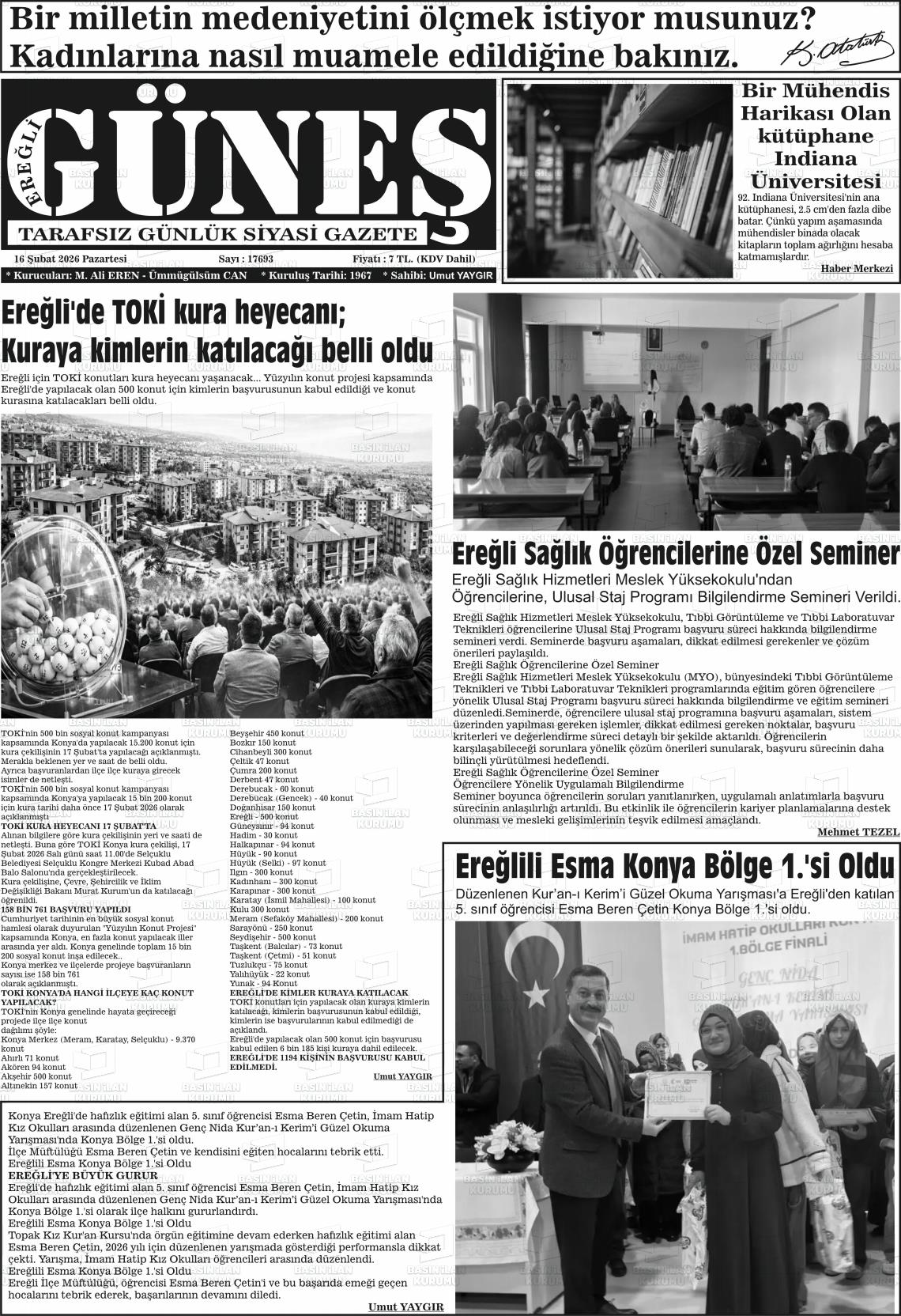 Konya Eregligunes 16.02.2026