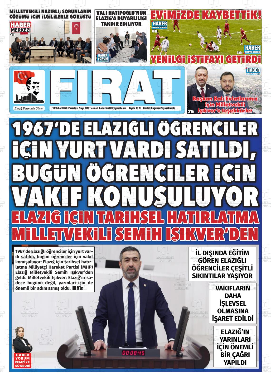 Elazig Firatgazetesi 16.02.2026