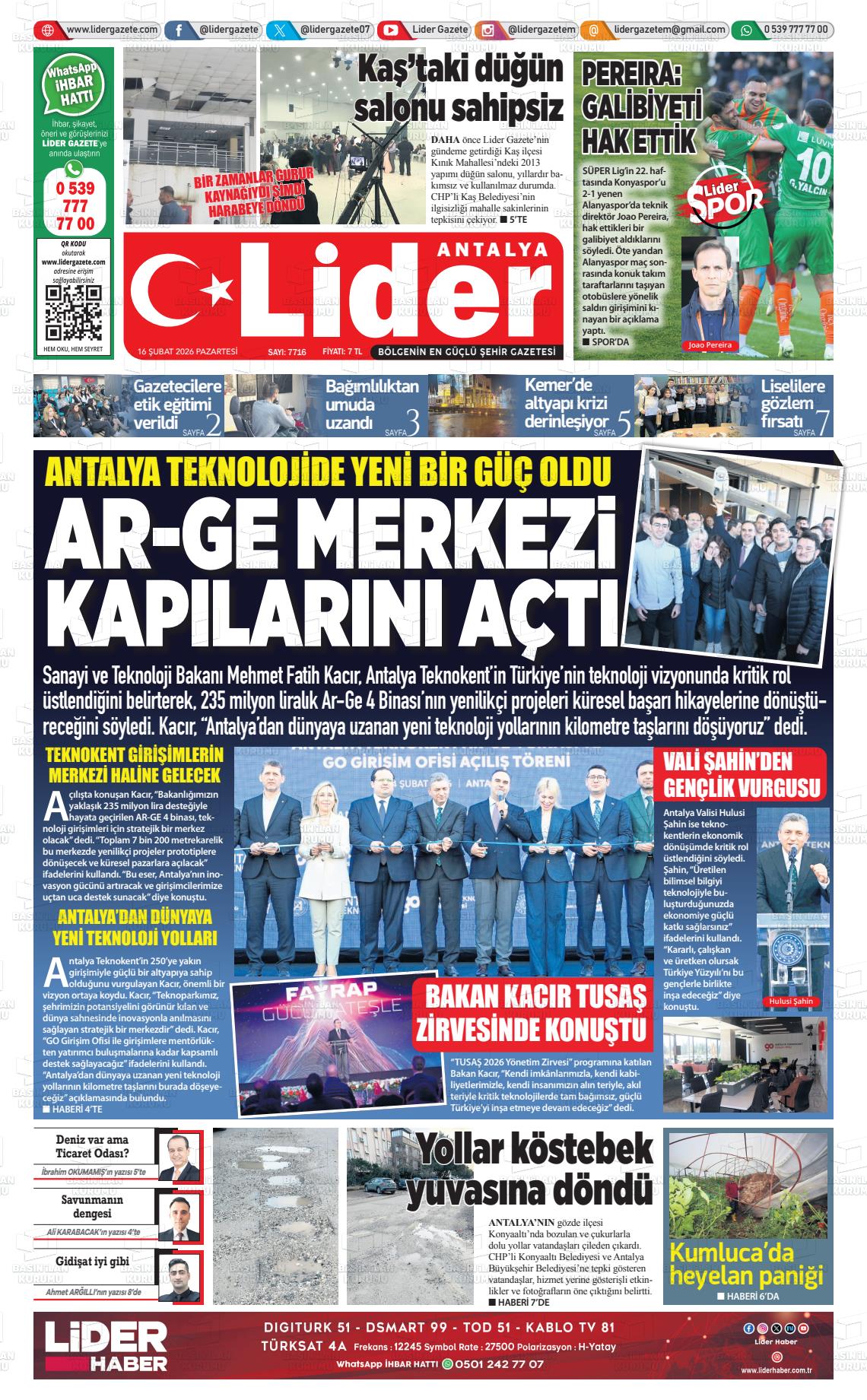 Antalya Gazetebir 16.02.2026