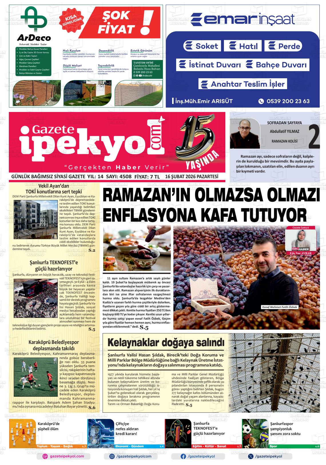 Sanliurfa Gazeteipekyol 16.02.2026