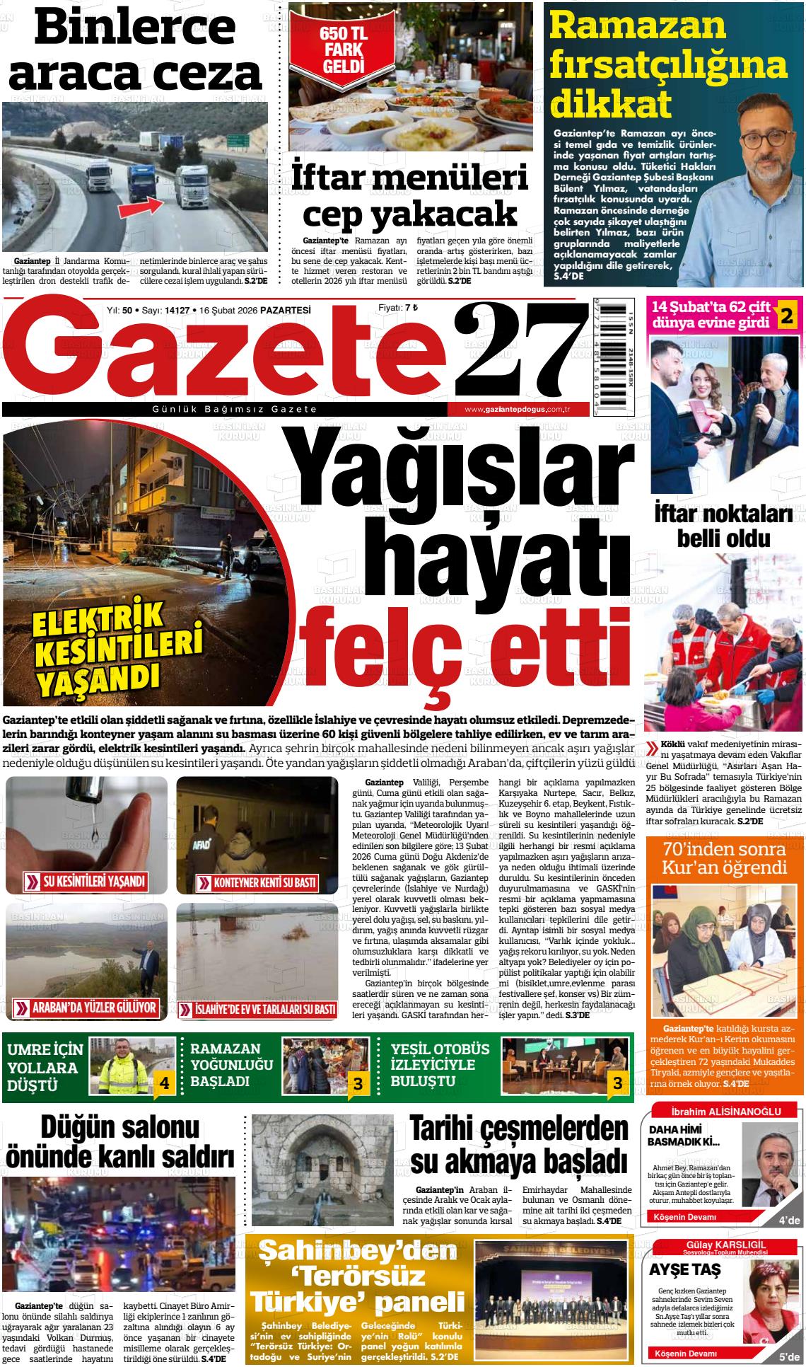 Gaziantep Dogus 16.02.2026