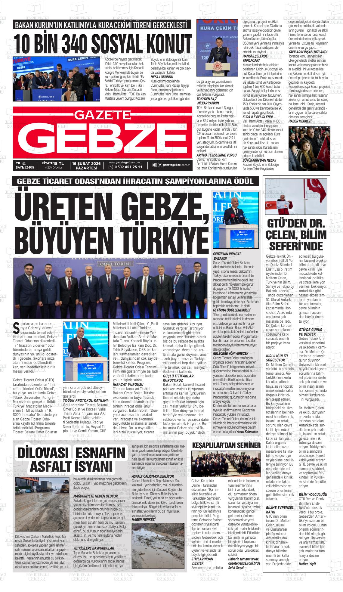 Kocaeli Gebze 16.02.2026
