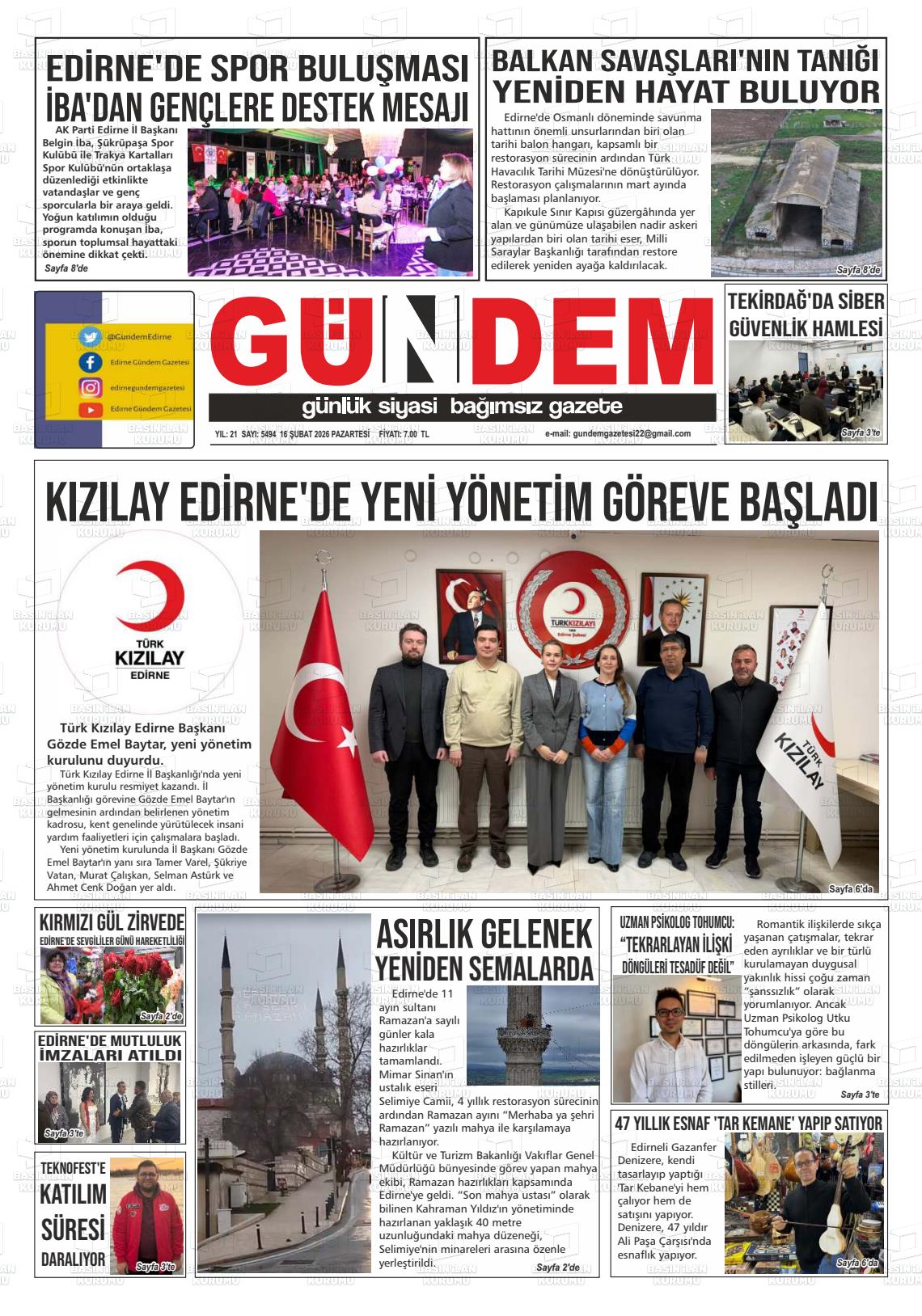 Edirne Gundem 16.02.2026
