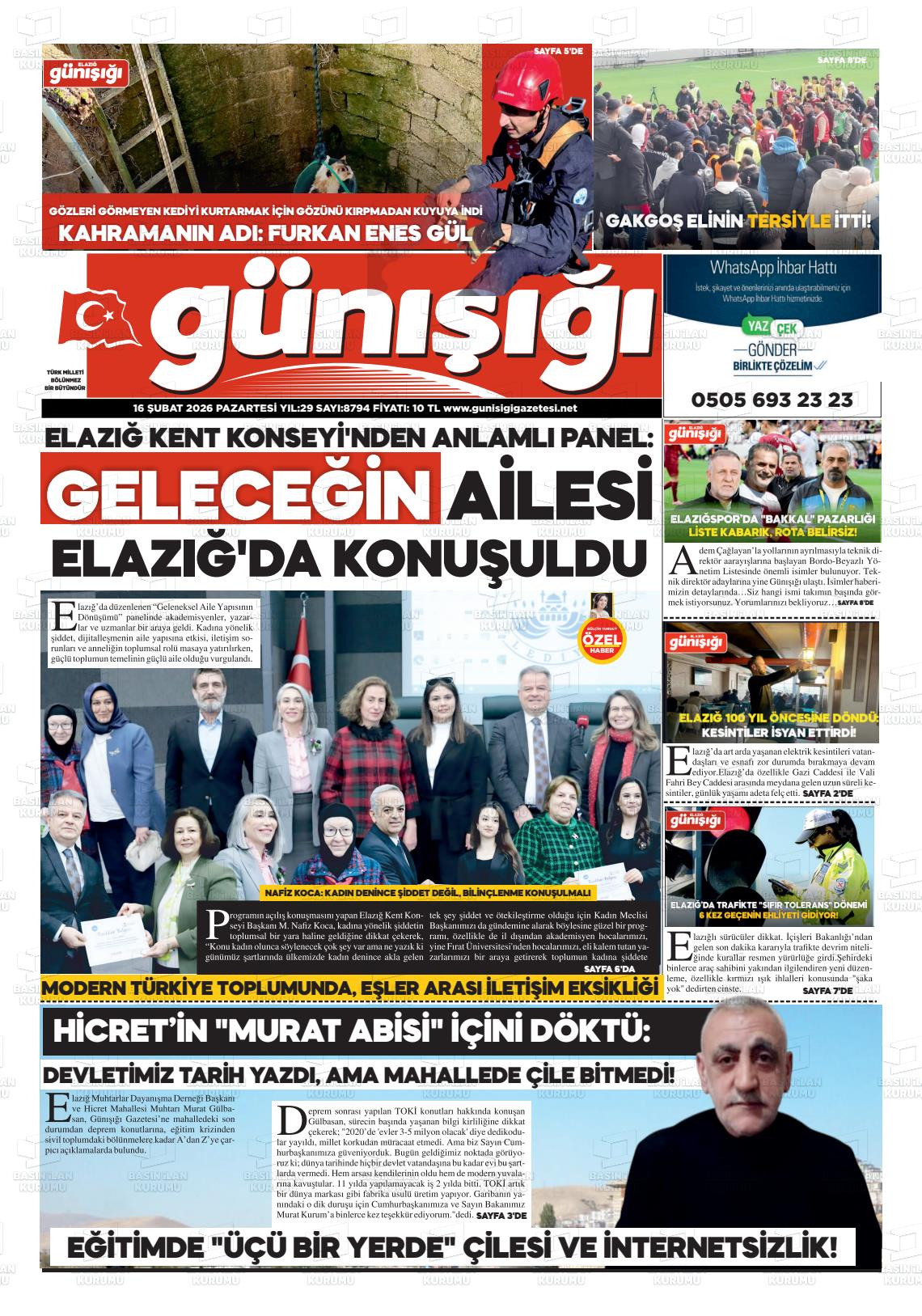 Elazig Gunisigi 16.02.2026