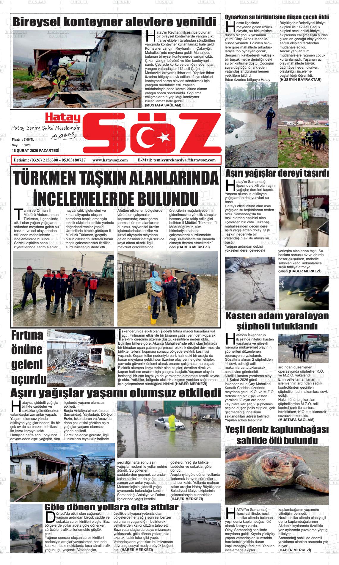 Hatay Soz 16.02.2026