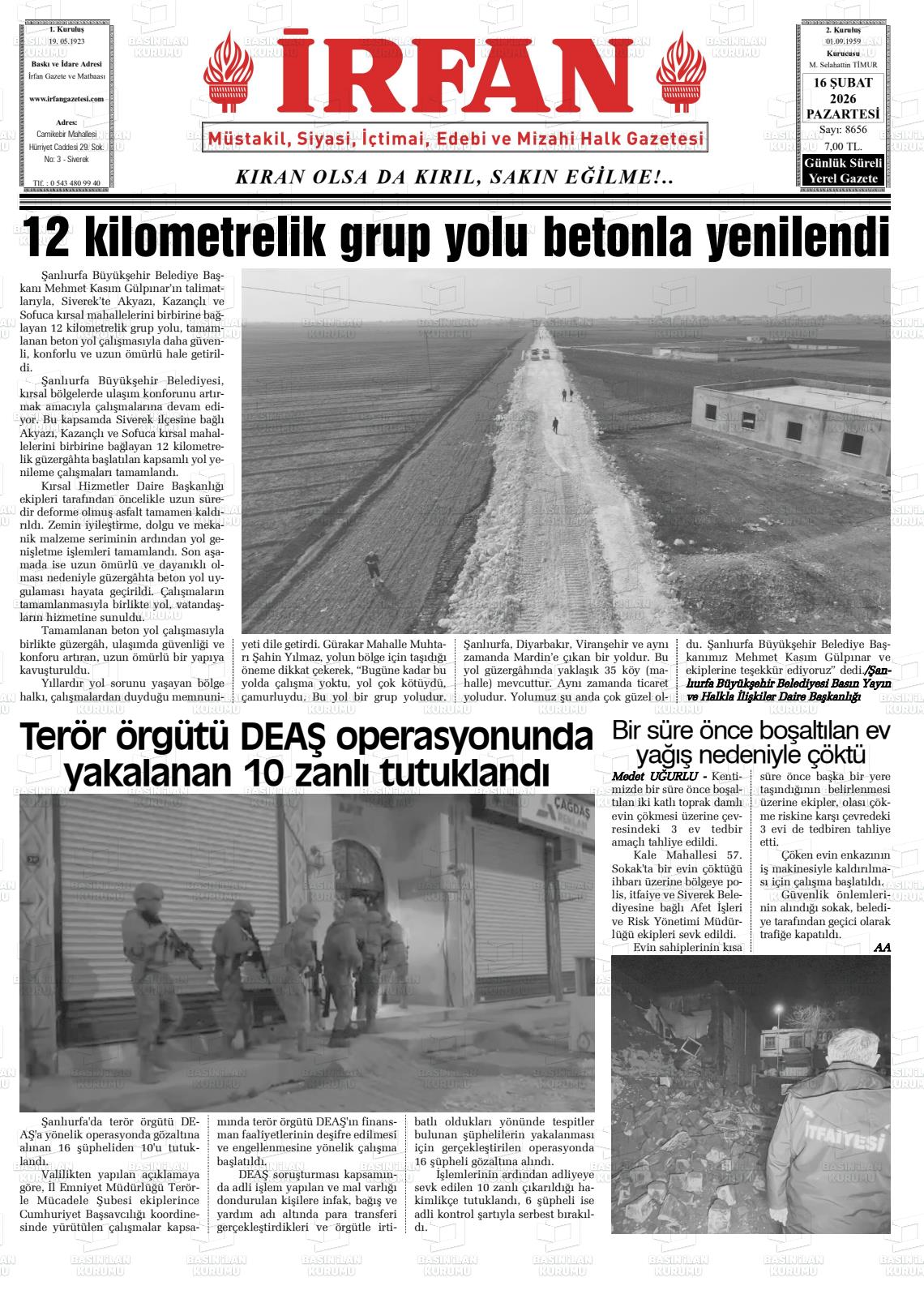 Sanliurfa Irfan 16.02.2026