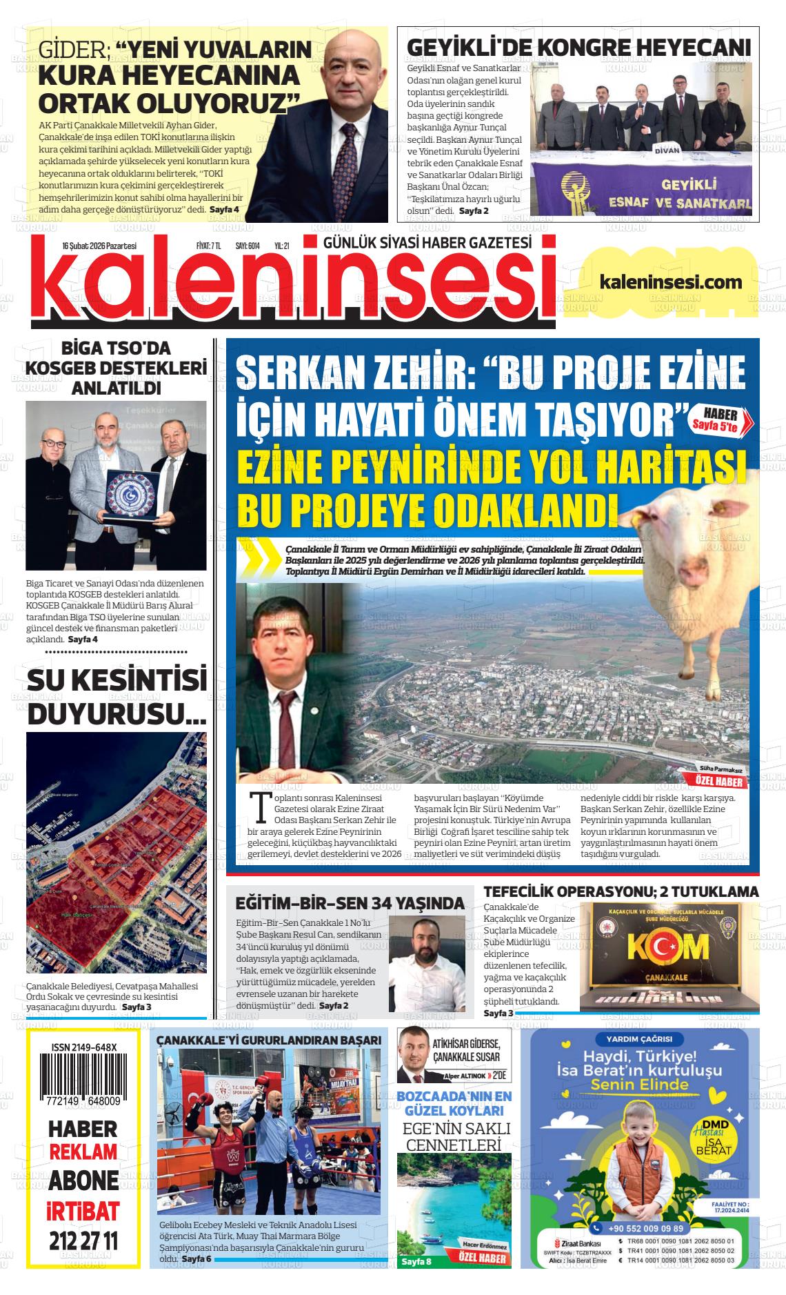 Canakkale Kaleninsesi 16.02.2026