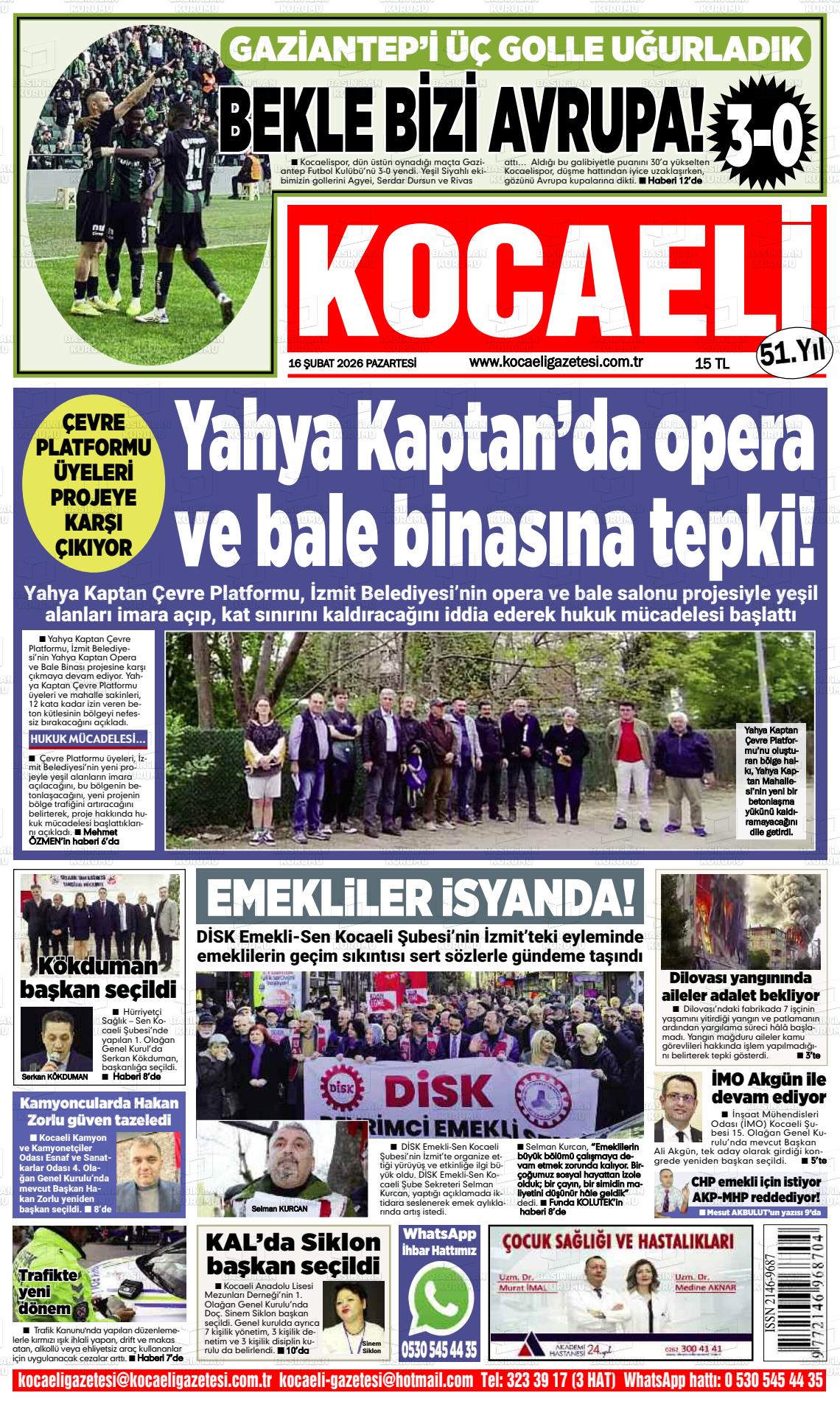 Kocaeli 16.02.2026