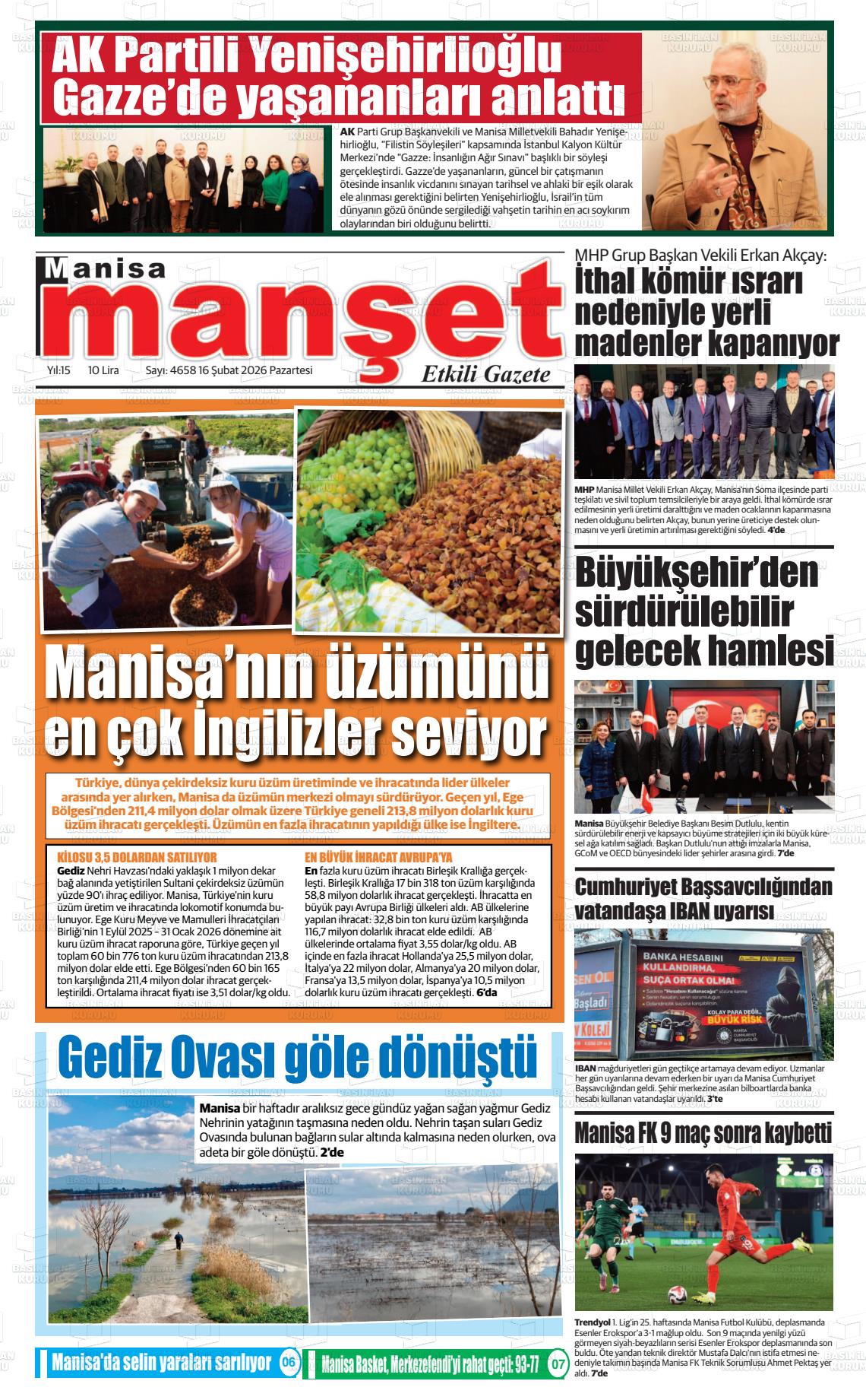 Manisa Manset 16.02.2026