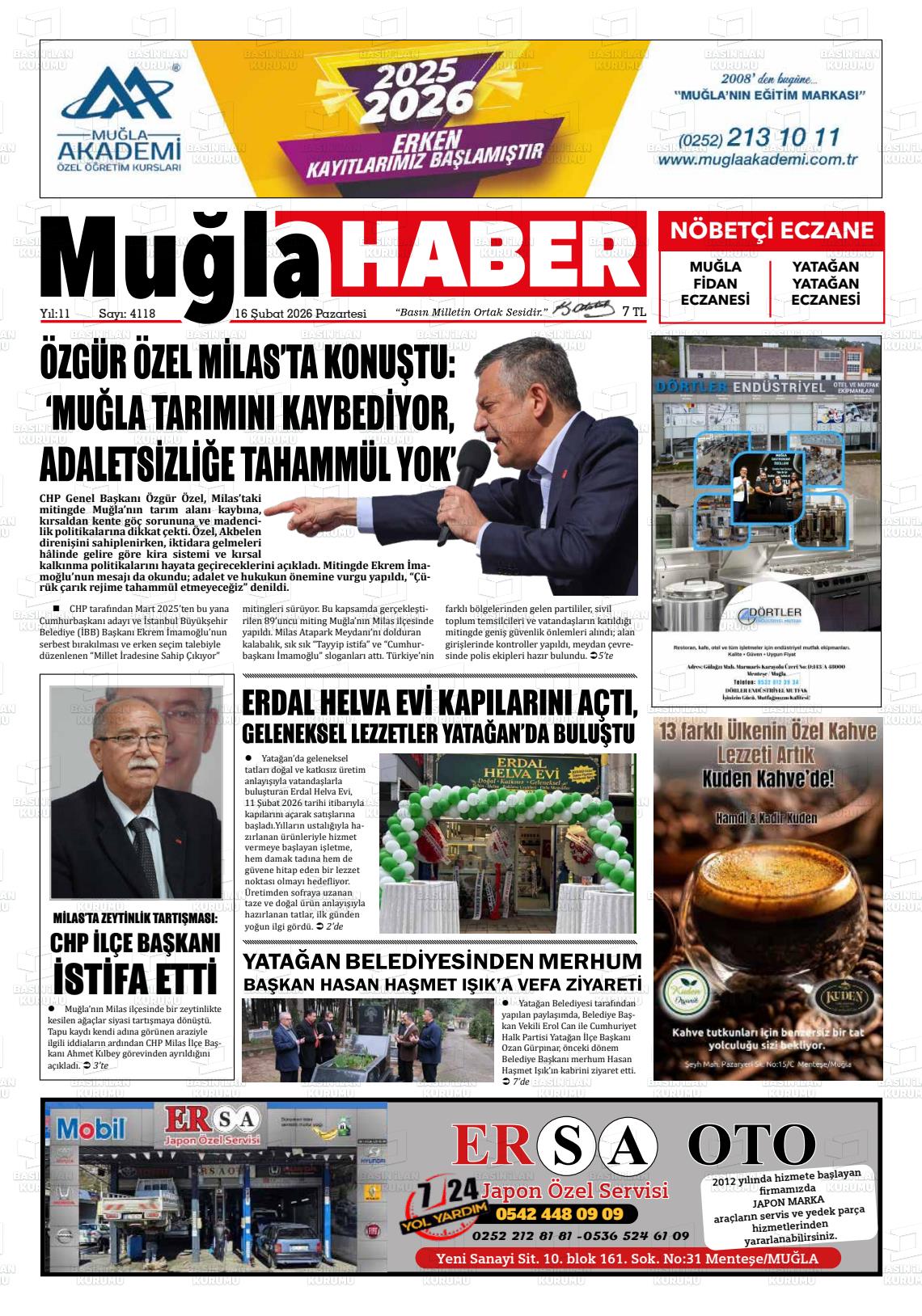 Mugla Haber 16.02.2026