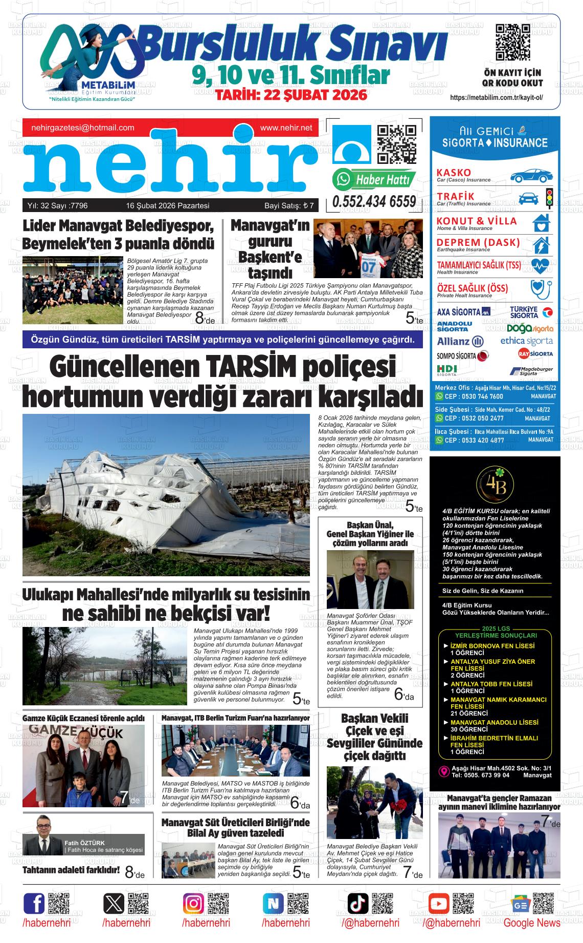 Antalya Nehir 16.02.2026