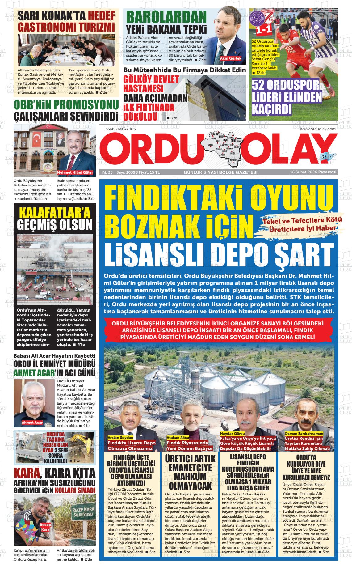 Ordu Olay 16.02.2026