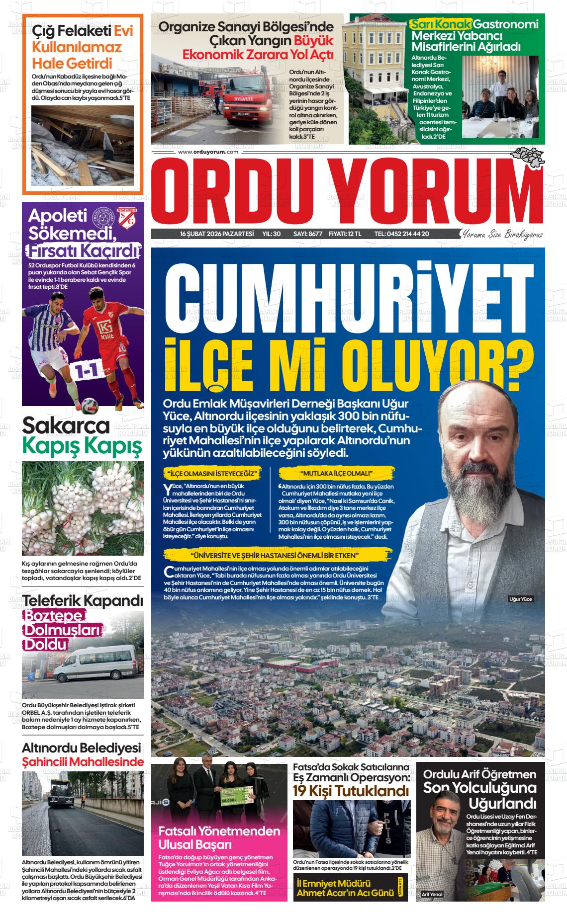 Ordu Yorum 16.02.2026