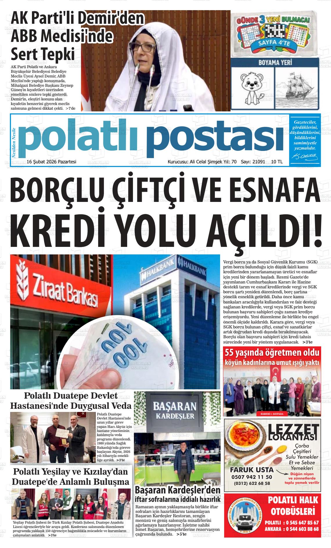 Ankara Polatlipostasi 16.02.2026