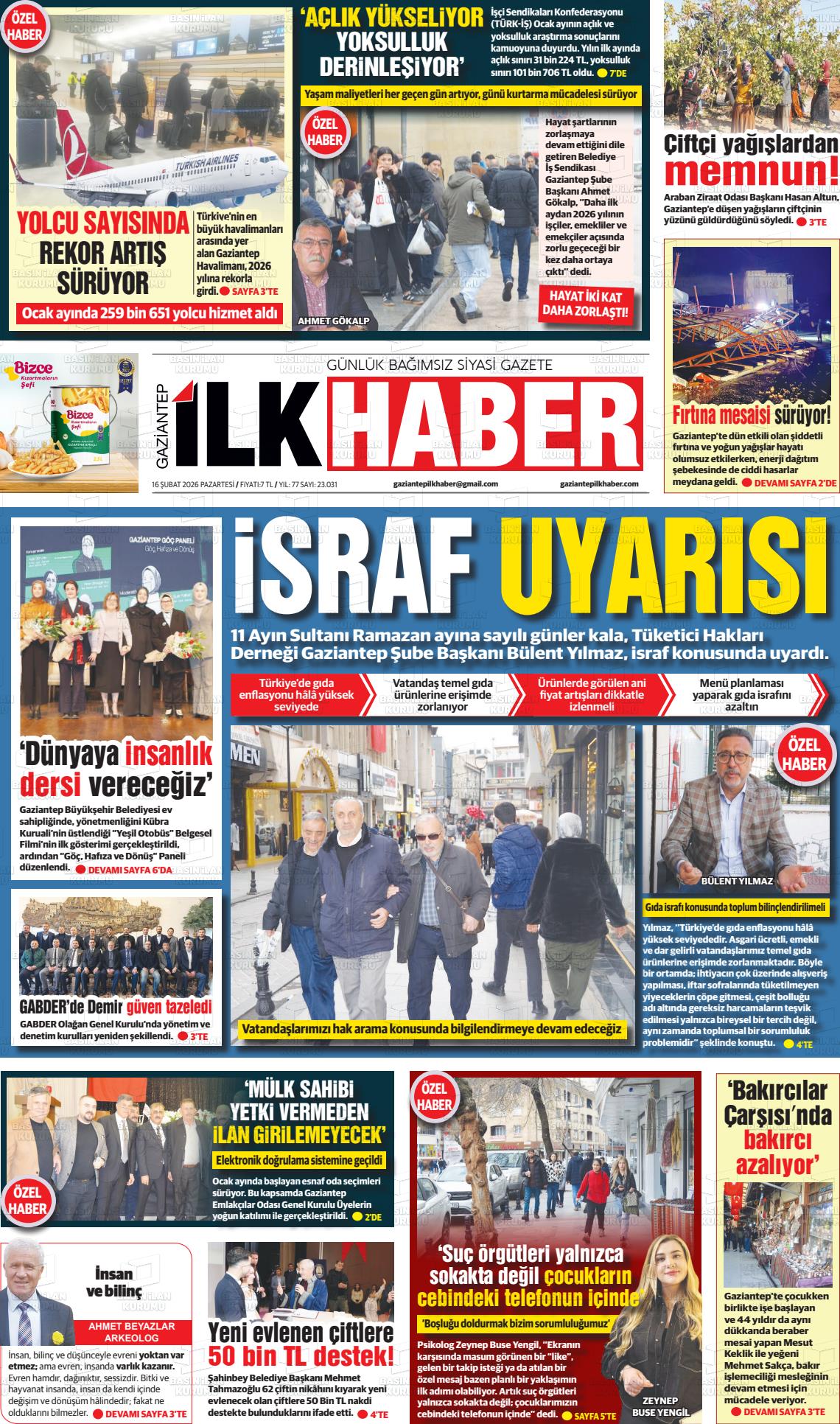 Sabah(gaziantep) 16.02.2026