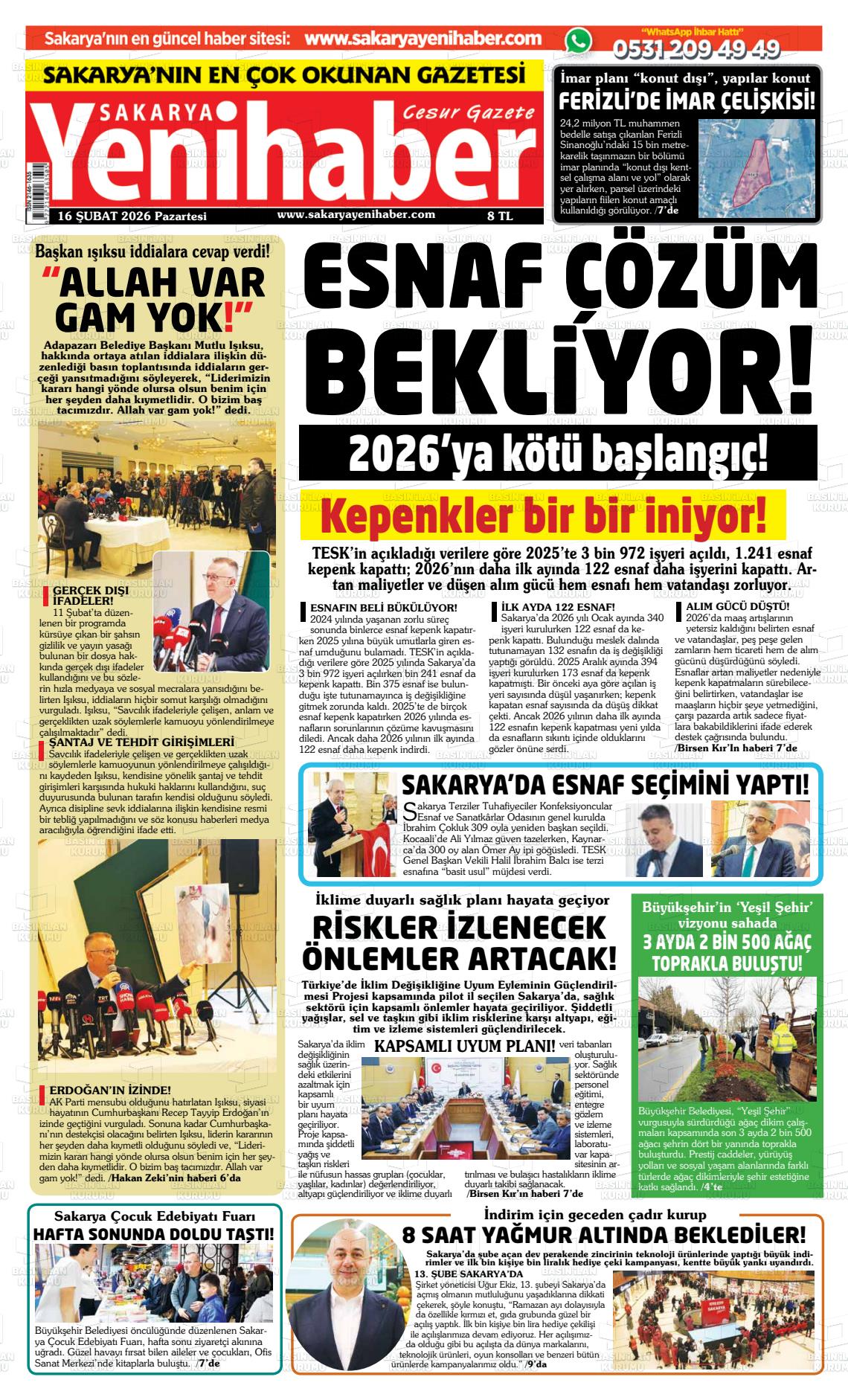 Sakarya Yenihaber 16.02.2026