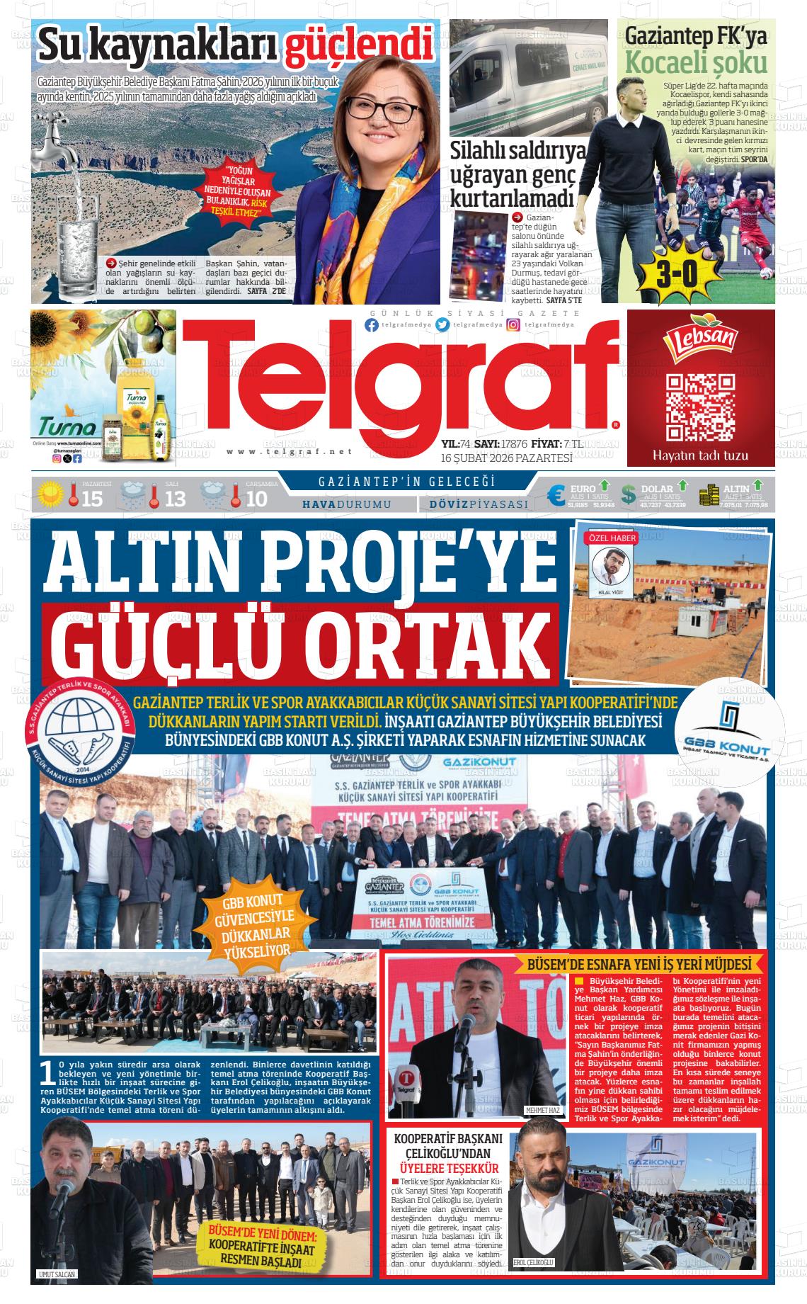 Gaziantep Telgraf 16.02.2026