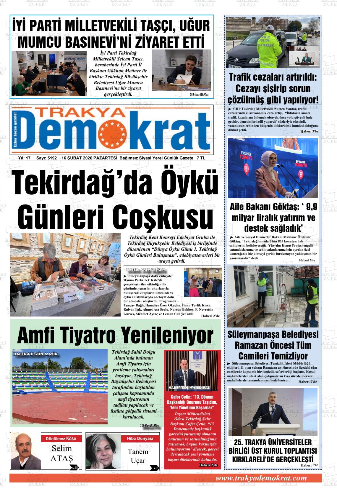 Tekirdag Trakyademokrat 16.02.2026