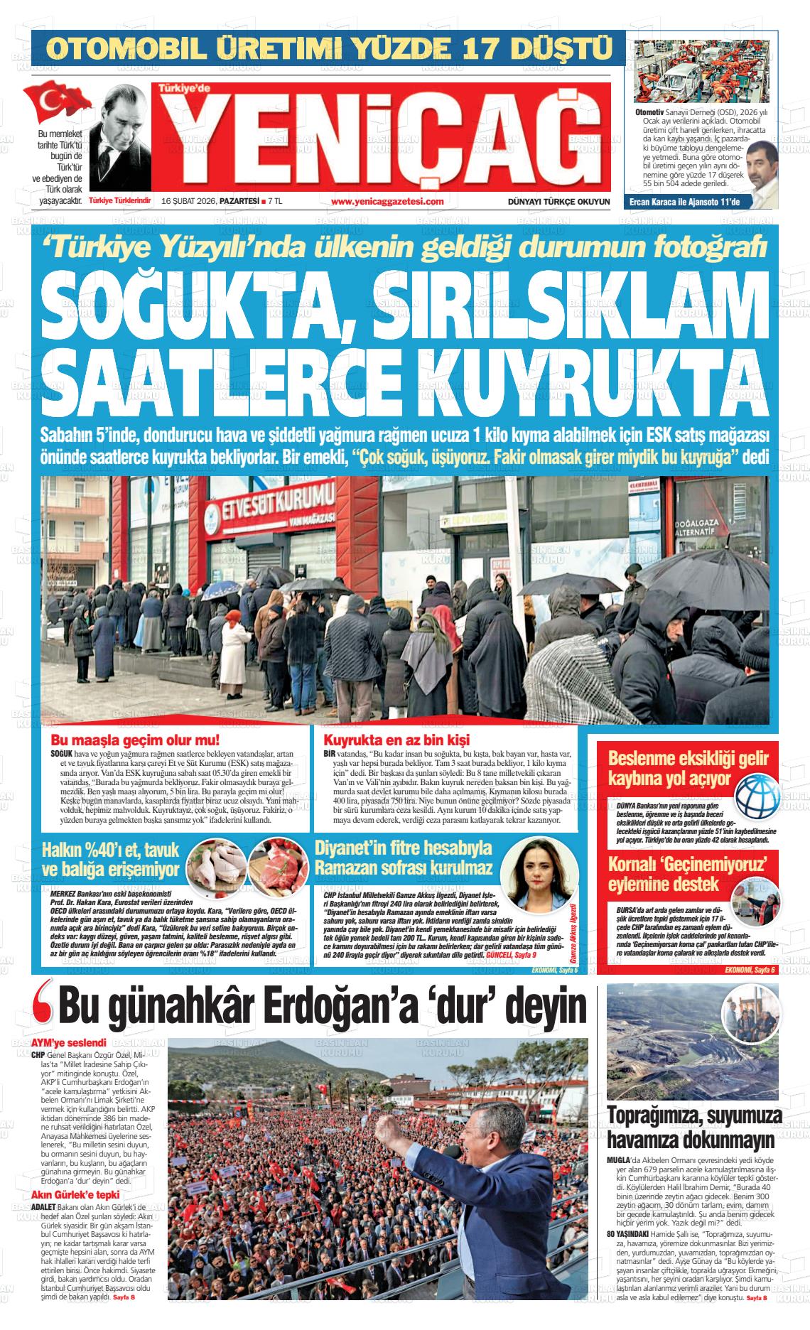 Istanbul Turkiyedeyenicag 16.02.2026