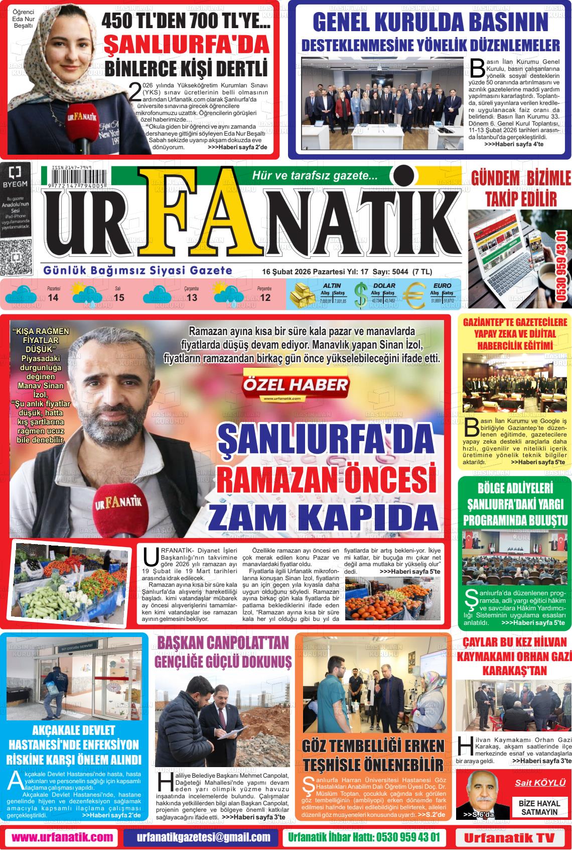 Sanliurfa Urfanatik 16.02.2026