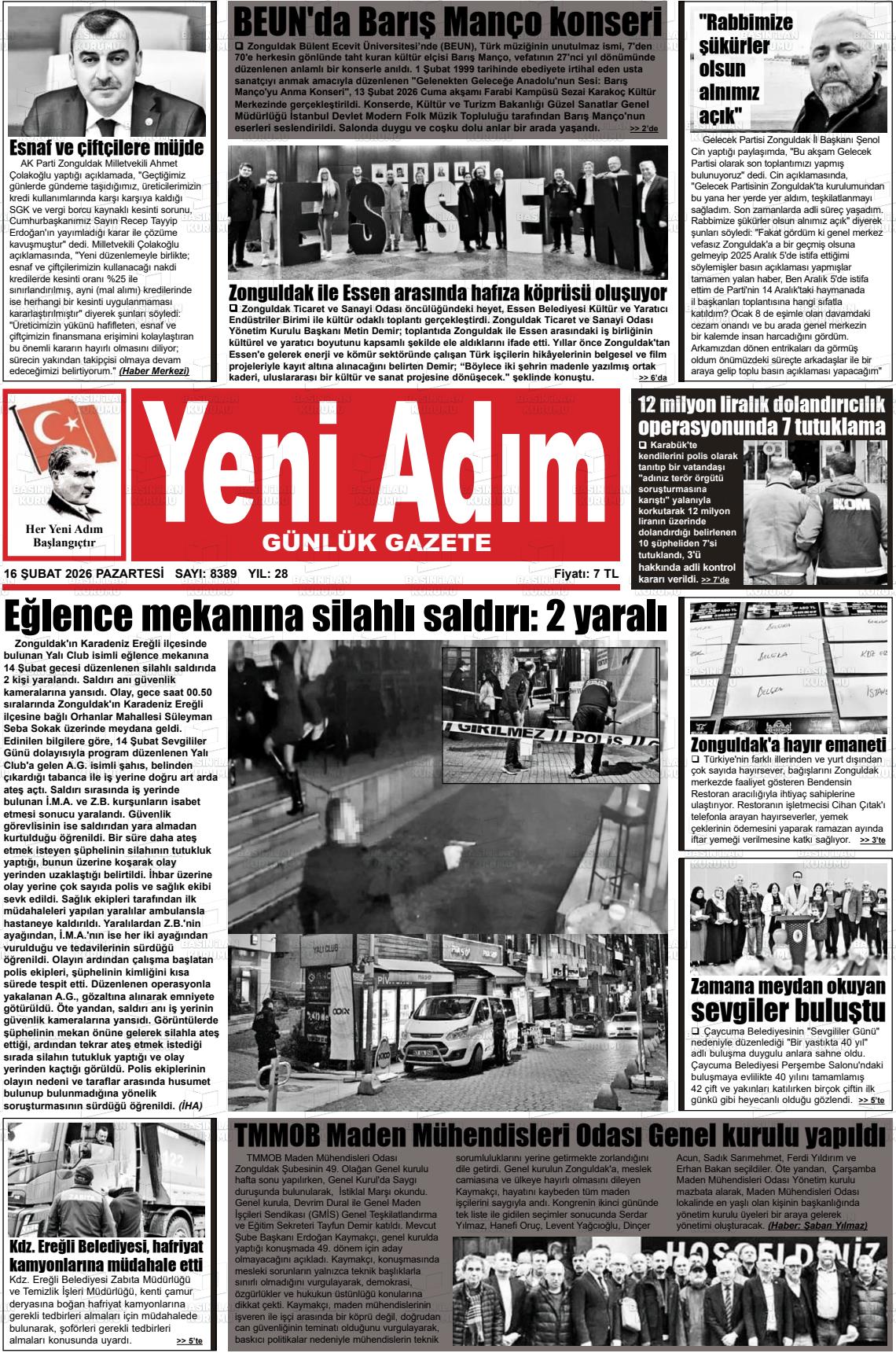 Zonguldak Yeniadim 16.02.2026