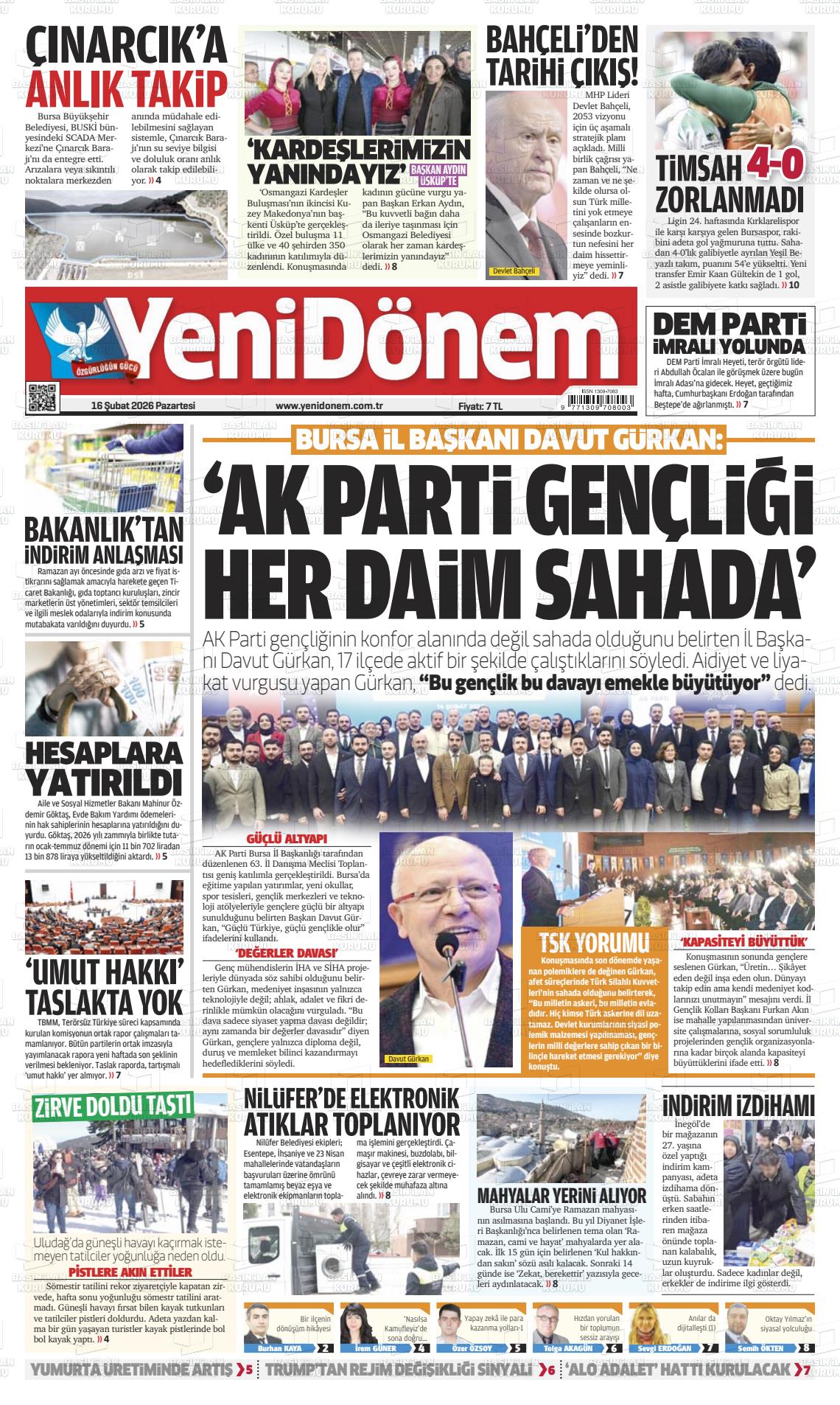 Bursa Yenidonem 16.02.2026