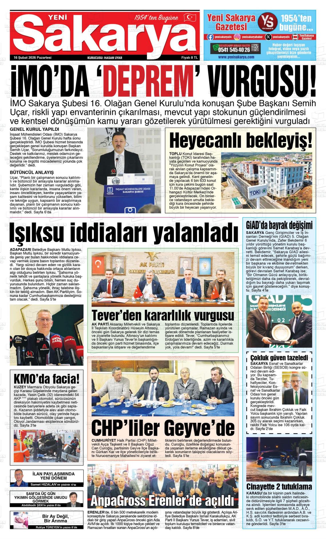 Sakarya Yeni 16.02.2026