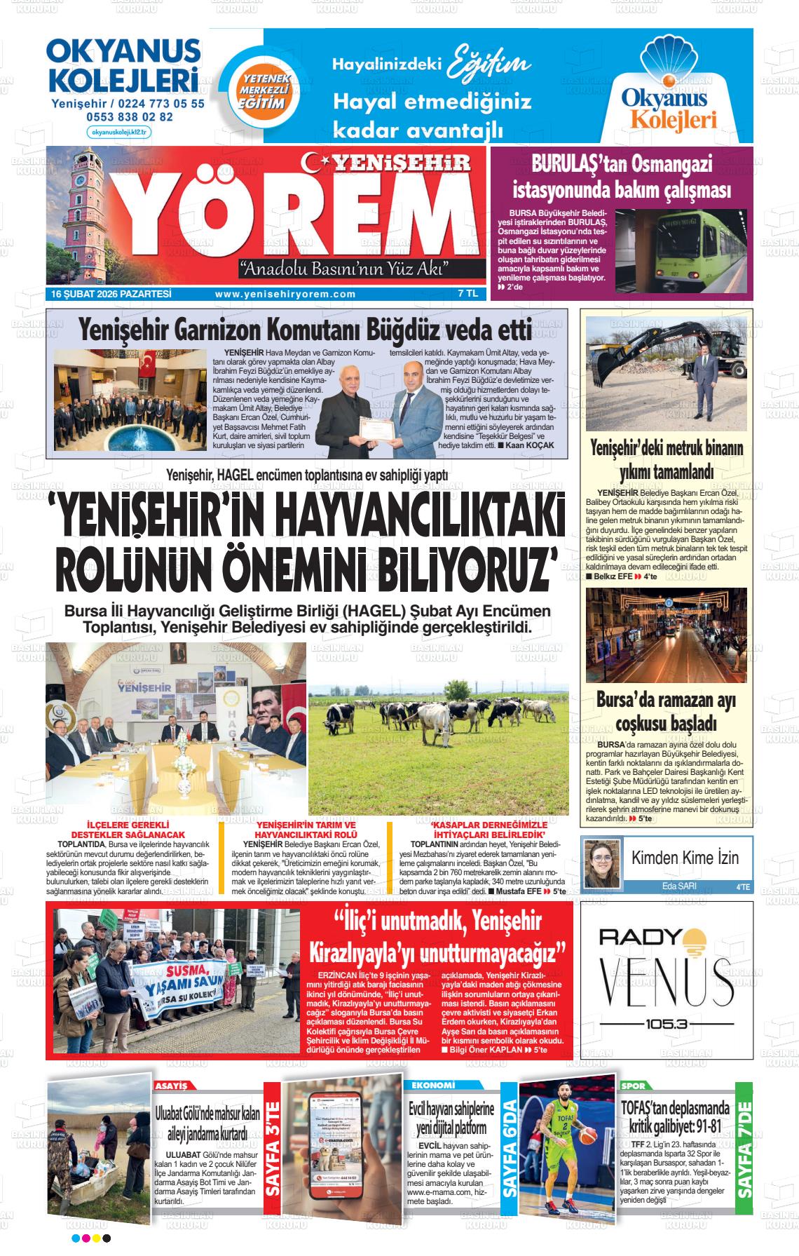 Bursa Yenisehiryorem 16.02.2026