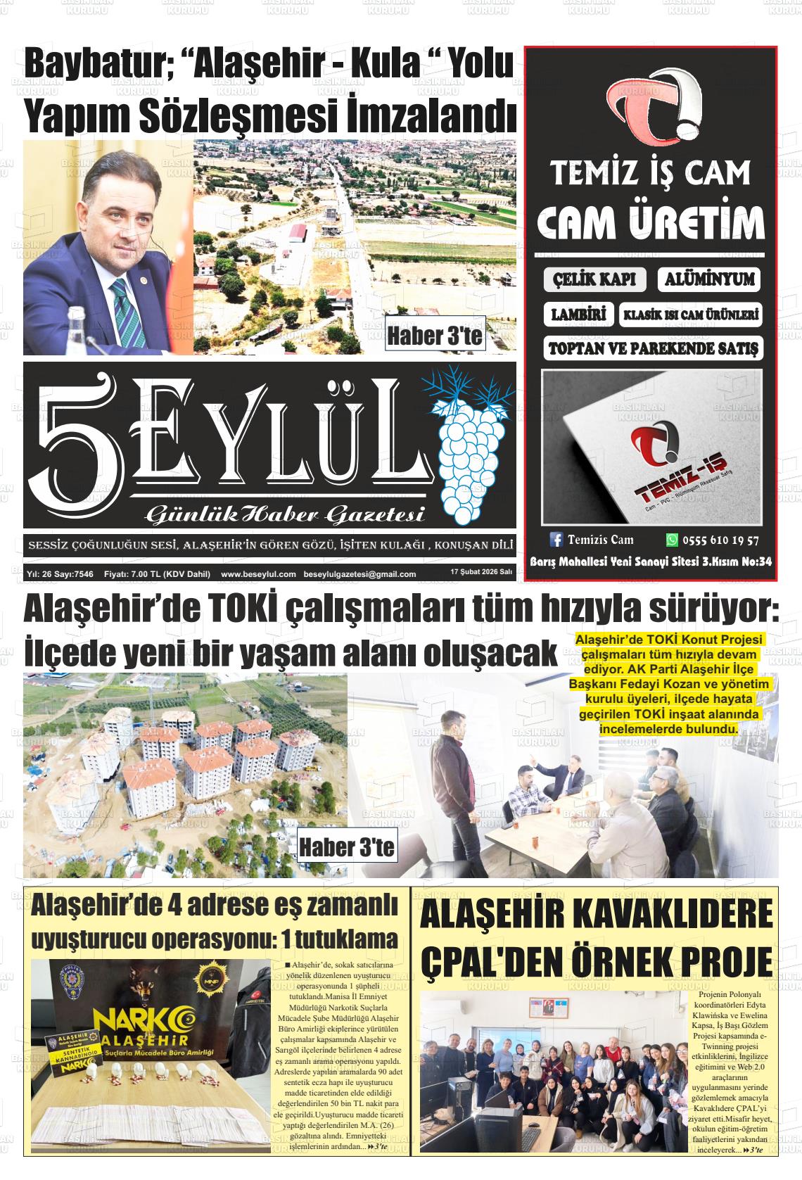 Manisa Alasehir 5 Eylul 17.02.2026