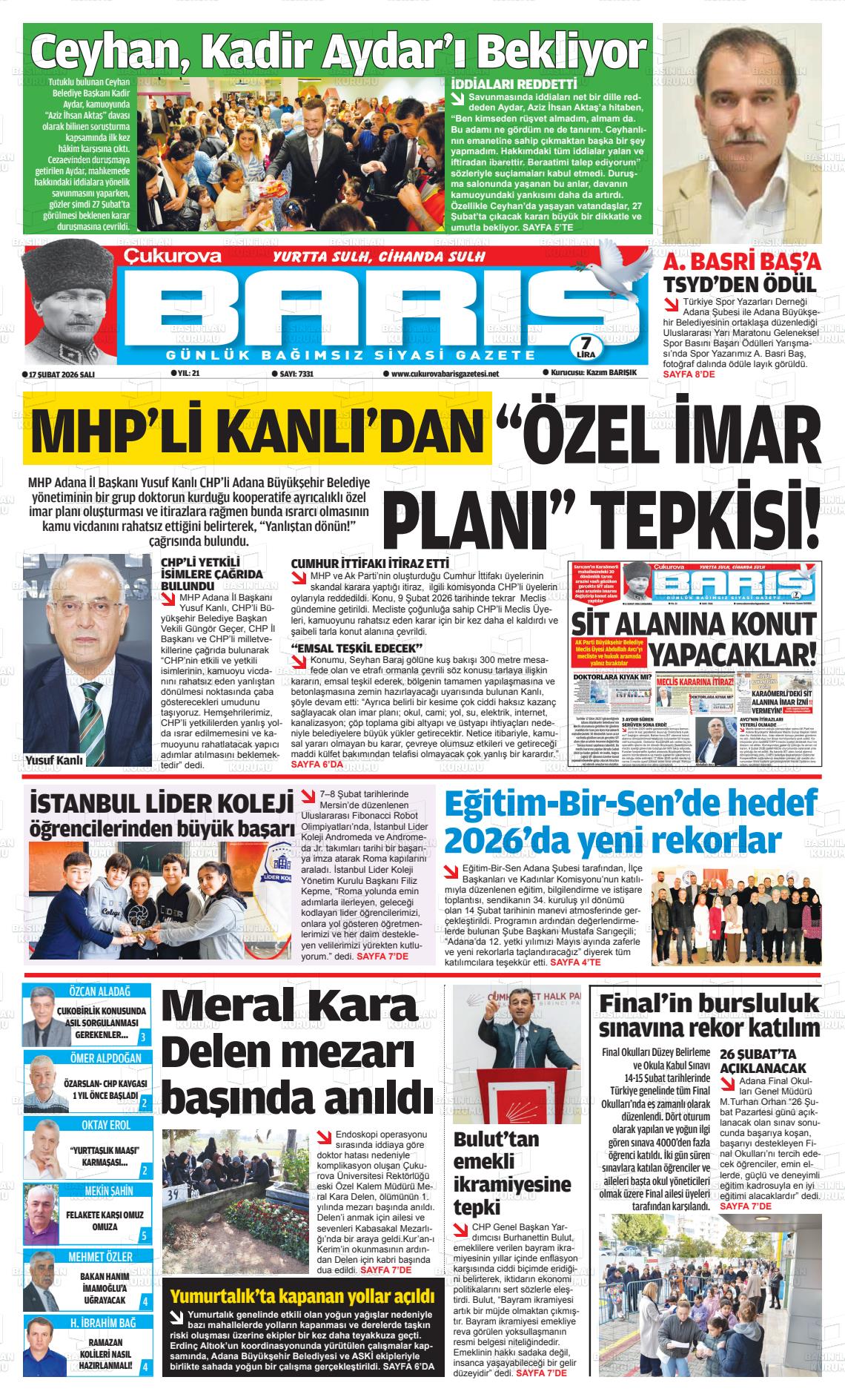 Adana Cukurovabaris 17.02.2026