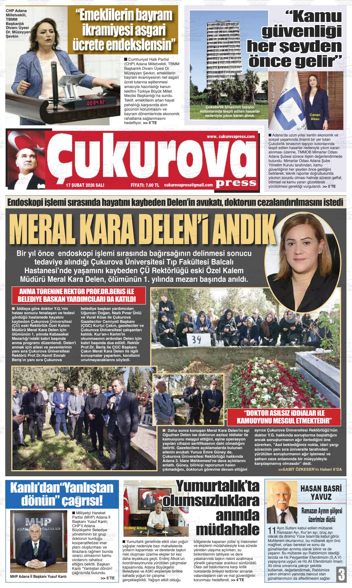 Adana Cukurovapress 17.02.2026