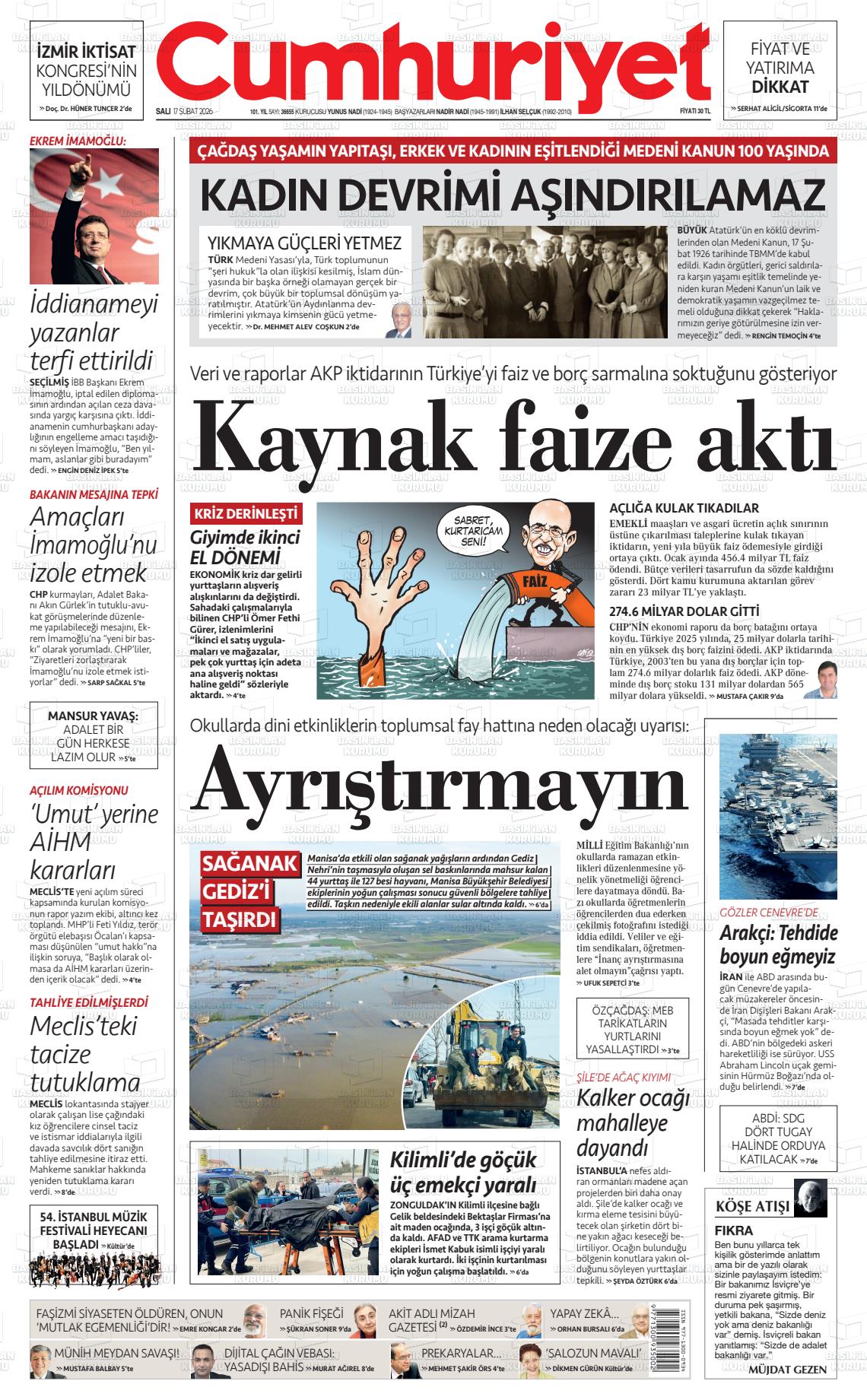 Cumhuriyet Gazetesi 17.02.2026