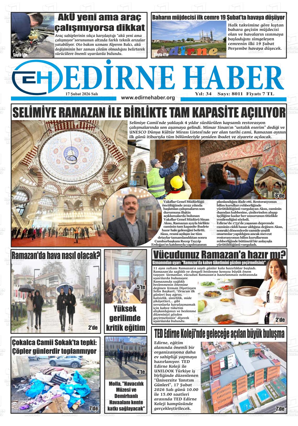 Edirne Haber 17.02.2026