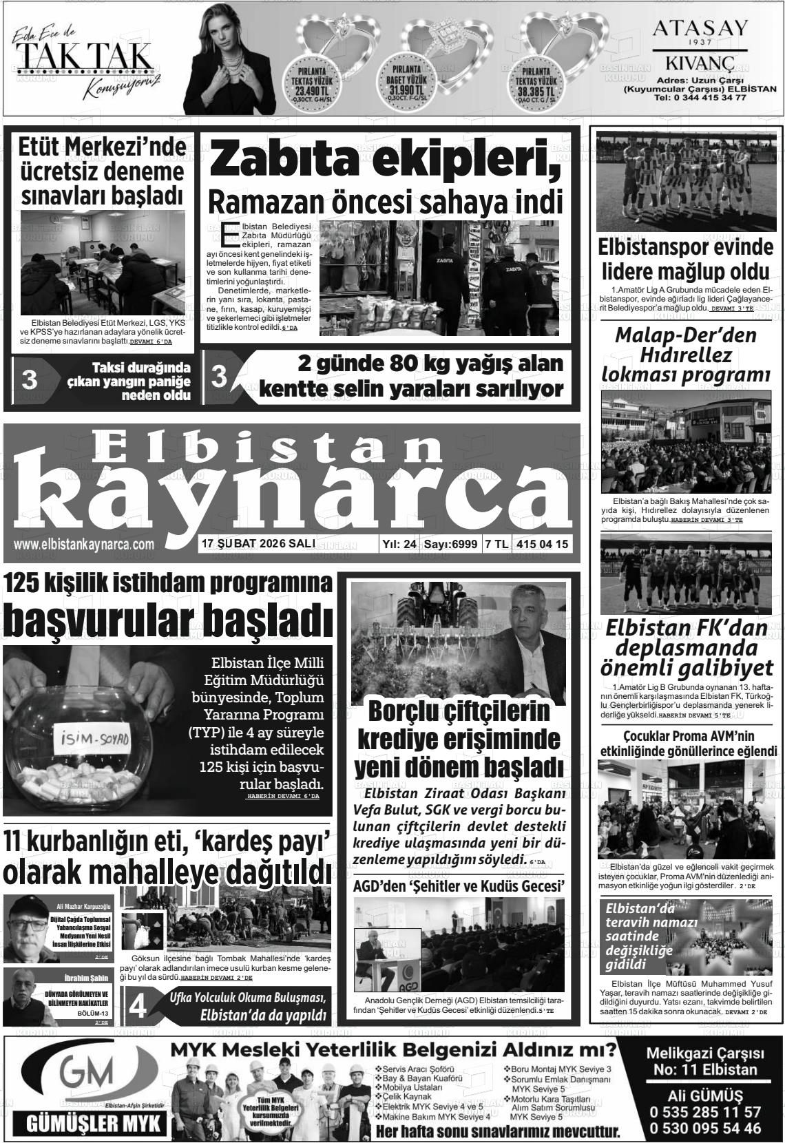 Kahramanmaras Elbistankaynarca 17.02.2026
