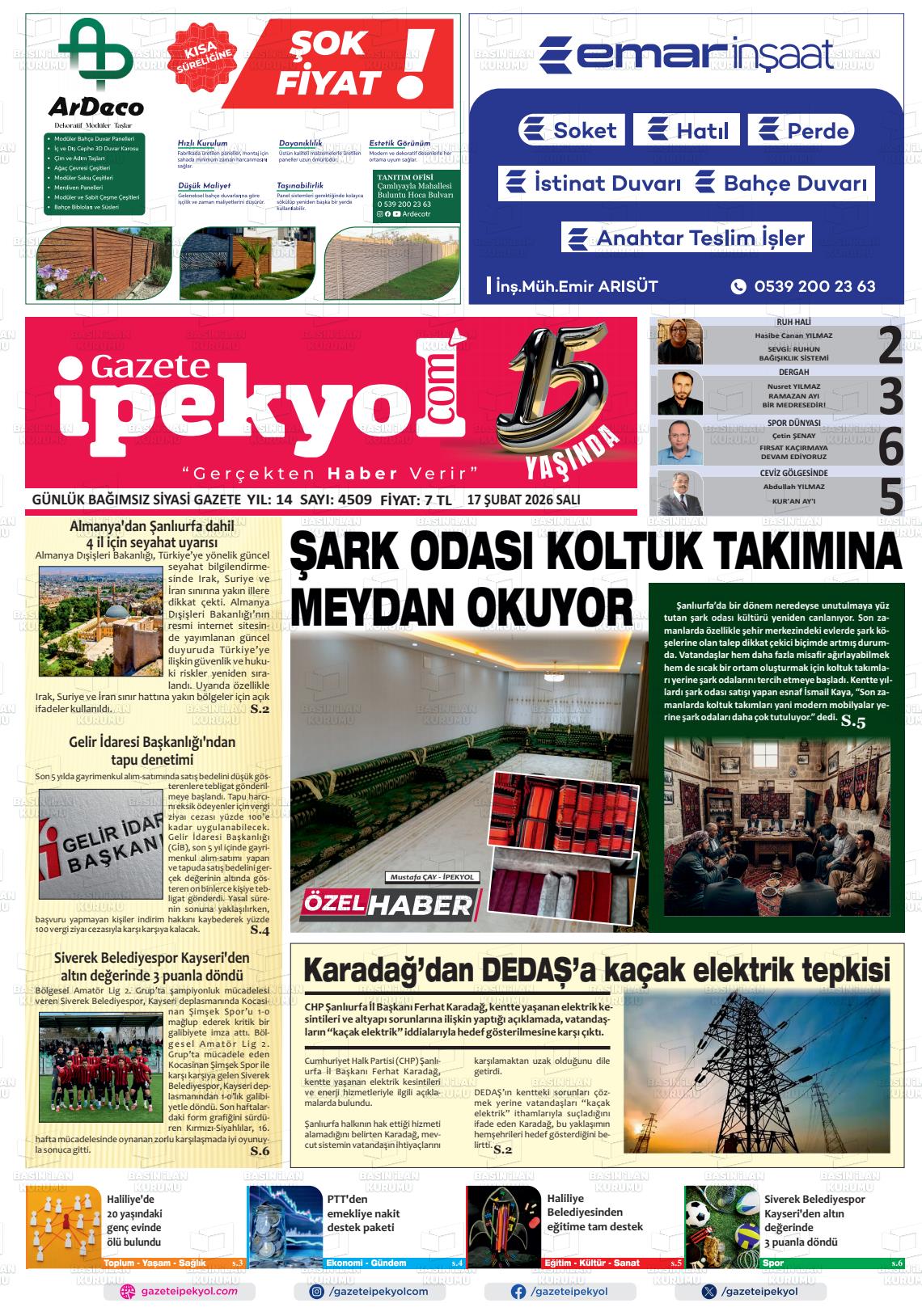 Sanliurfa Gazeteipekyol 17.02.2026