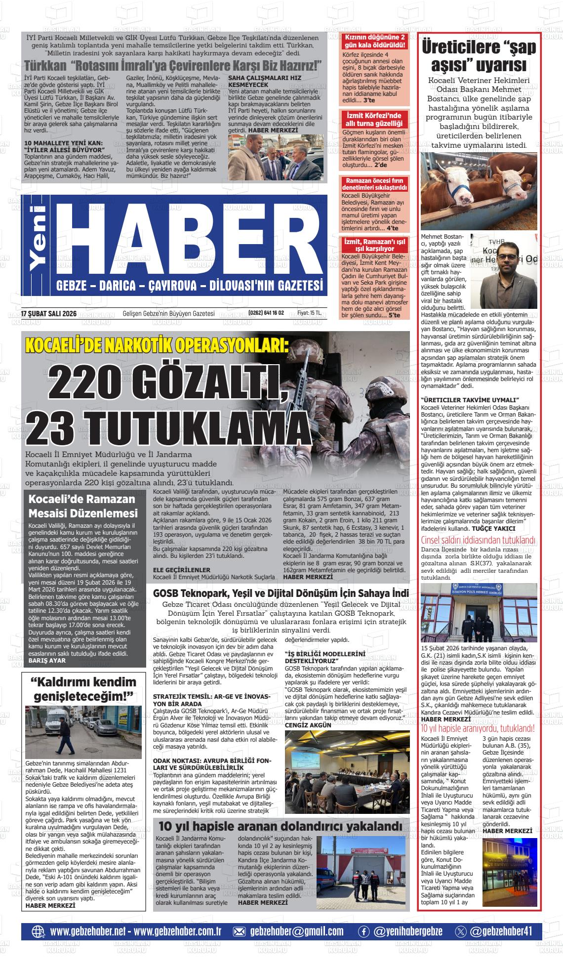 Kocaeli Gebzehaber 17.02.2026