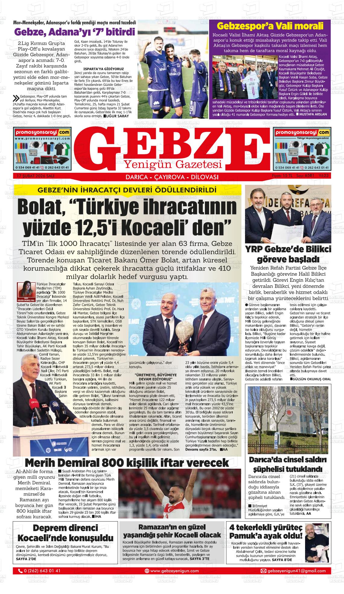 Kocaeli Gebzeyenigun 17.02.2026